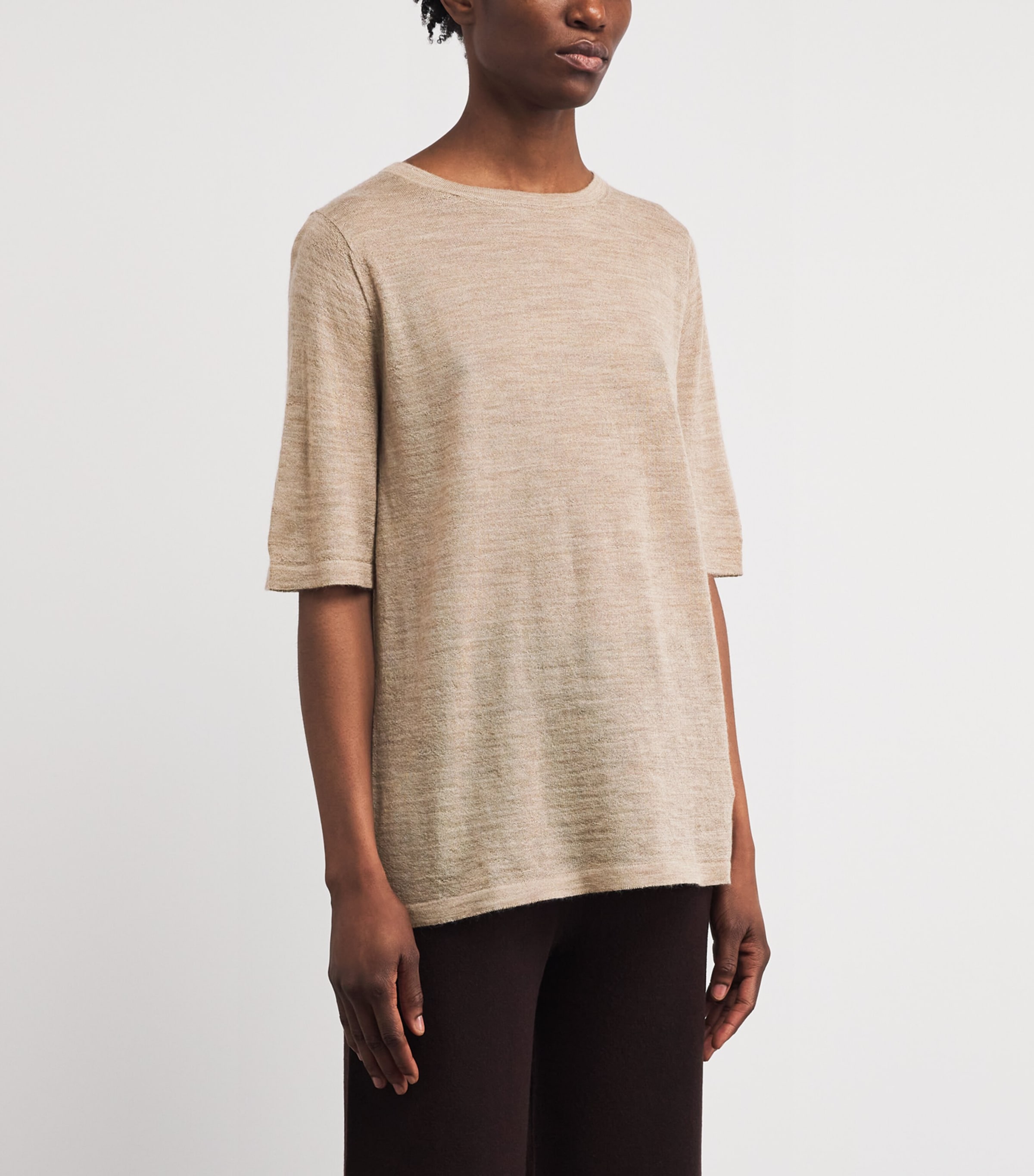 Lauren Manoogian Womens Baby Alpaca-Mulberry Silk T-Shirt Oak Image 4