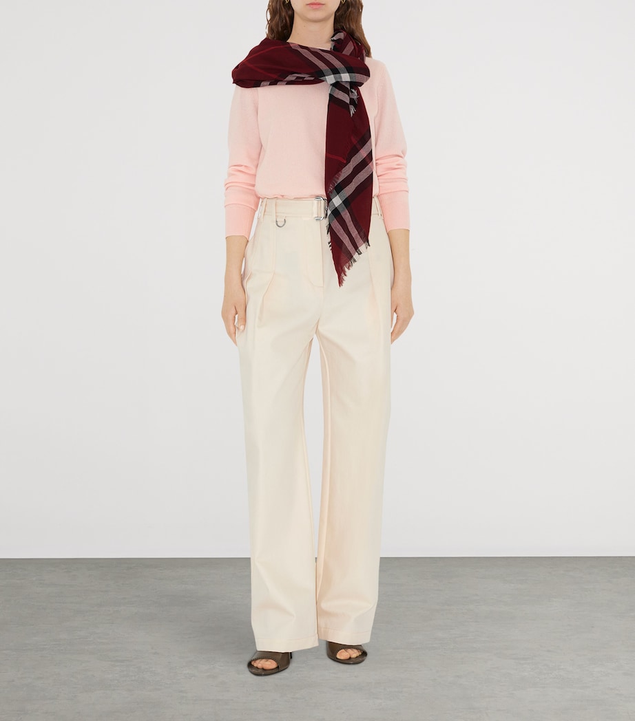 Wool Wide Check Scarf OXBLOOD RED Image 2