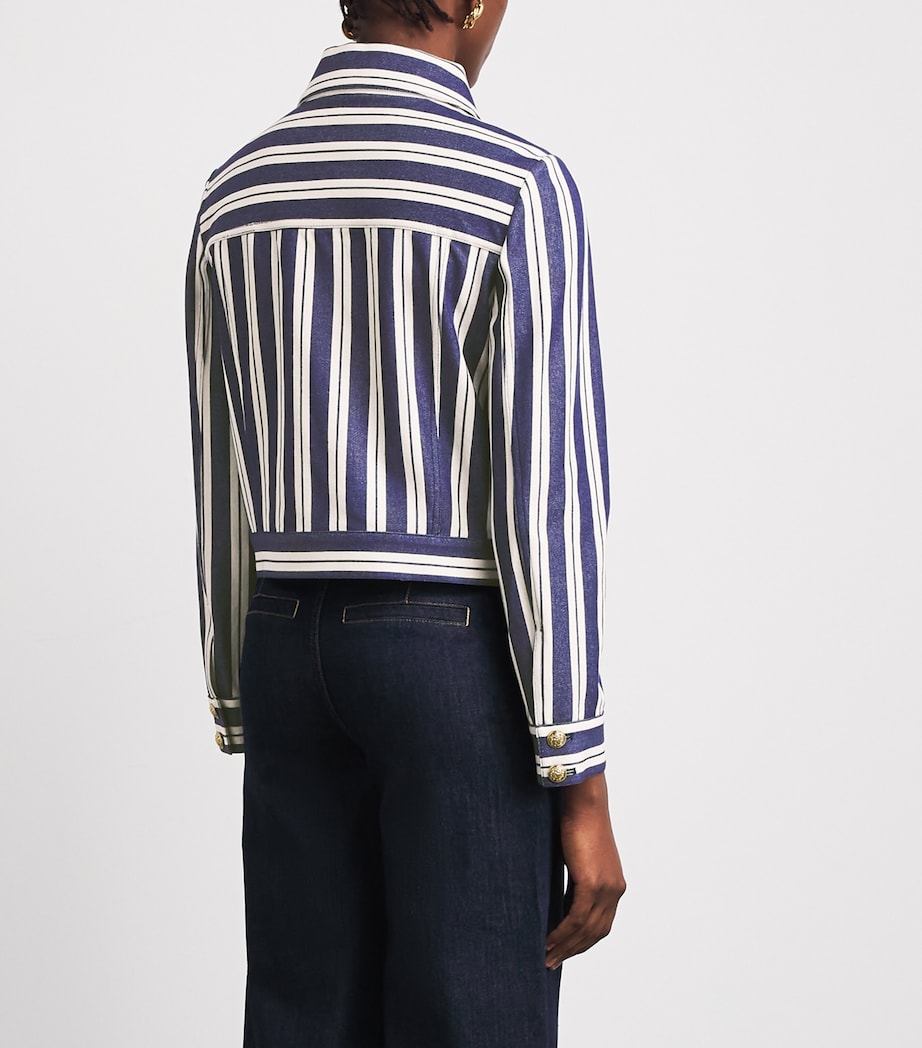 Alice+Olivia Womens Stripe Alex Jacket Mtro Strp Twlght Blu Image 5