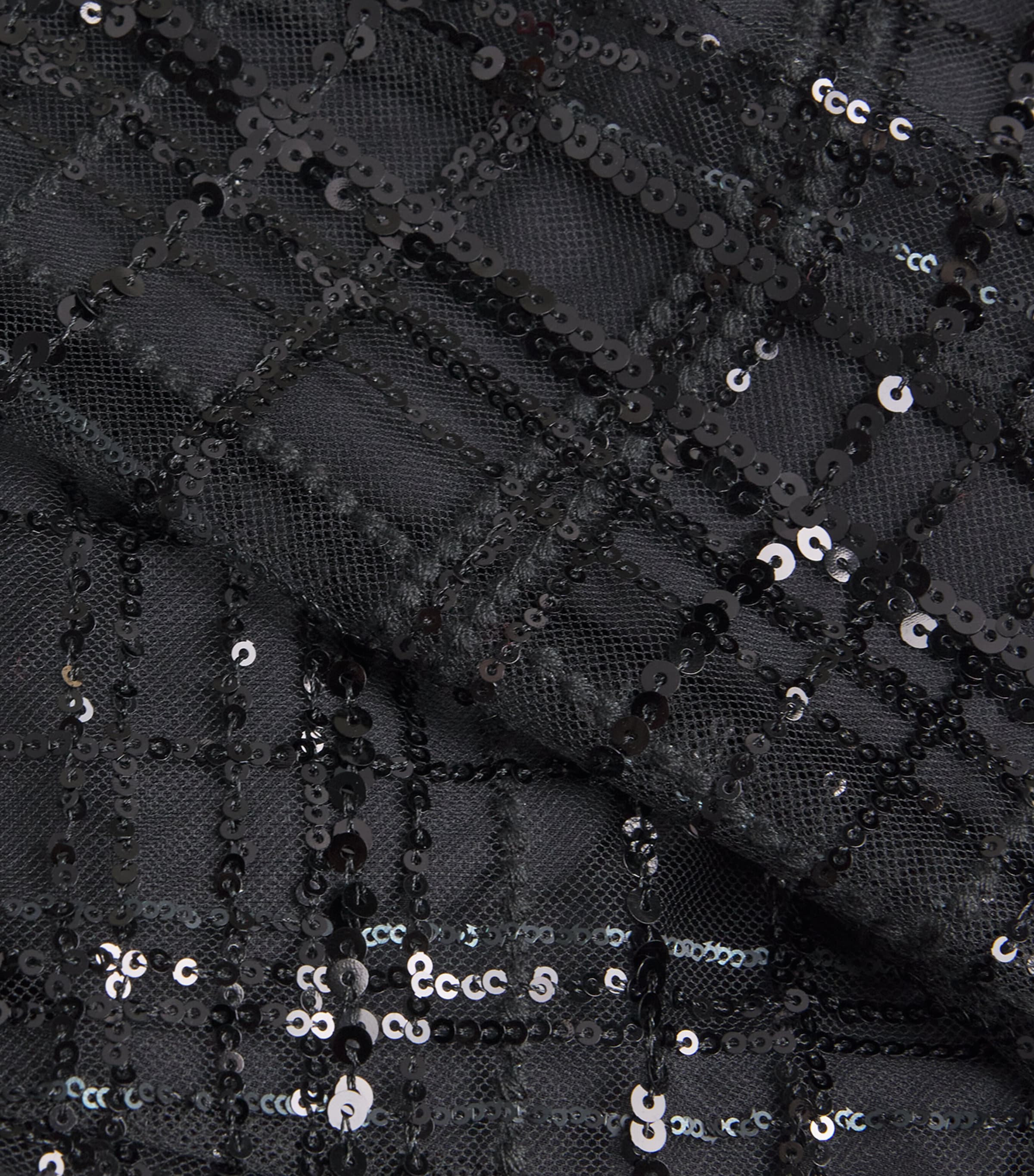 Sequin Check Midi Skirt BLACK Image 5