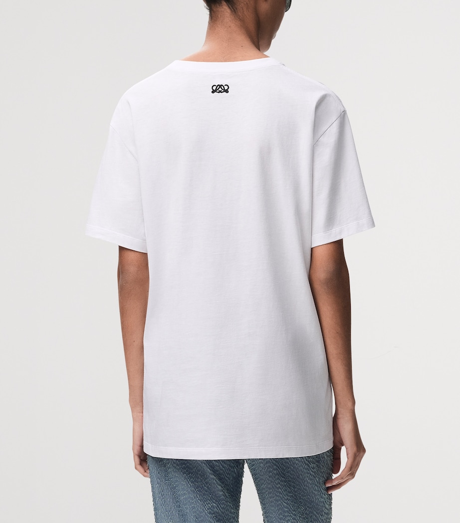 LOEWE Womens Cotton-Blend Printed T-Shirt White Image 4