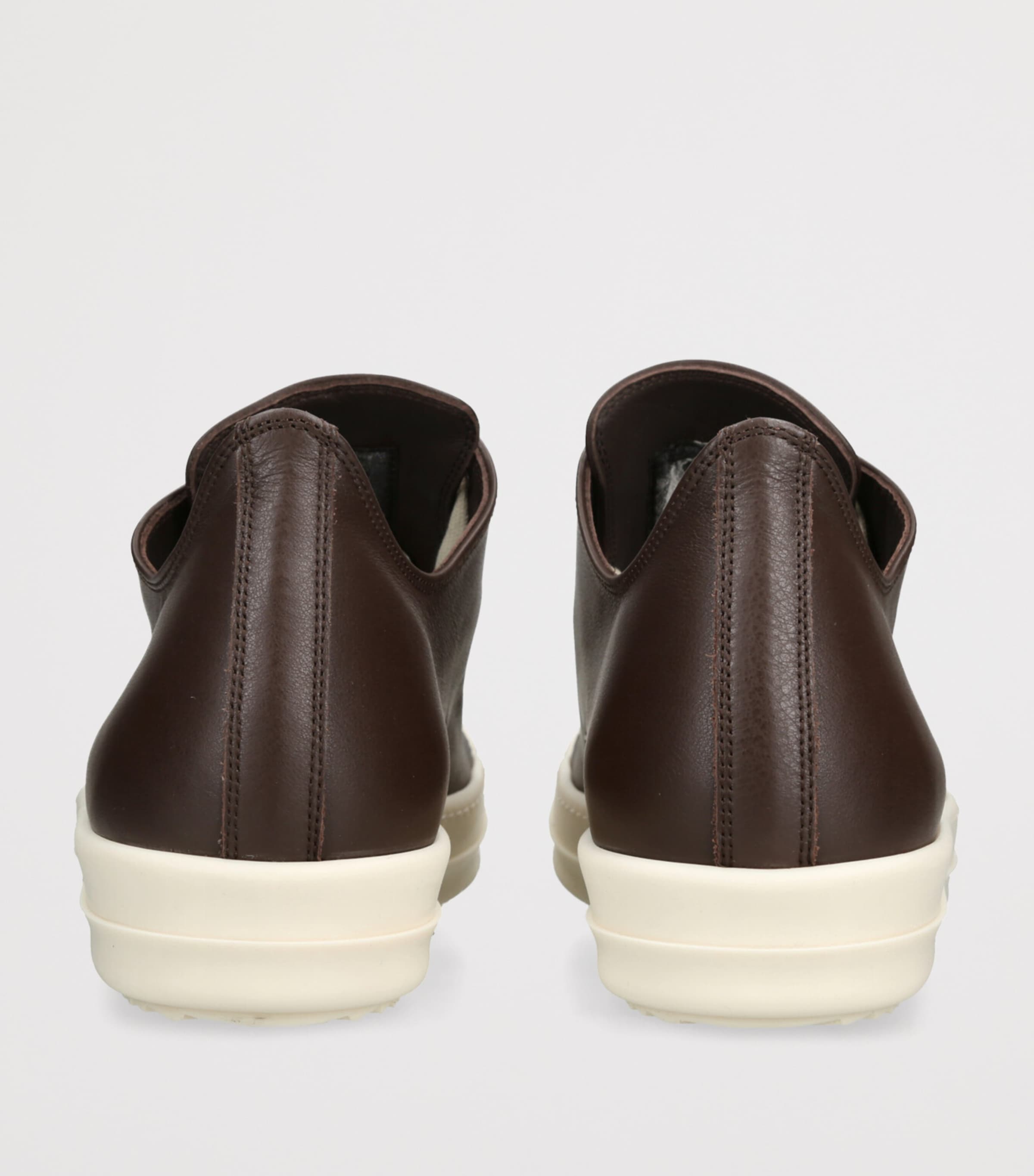 Rick Owens Leather Classic Low-Top Sneakers Dark Brown Image 2
