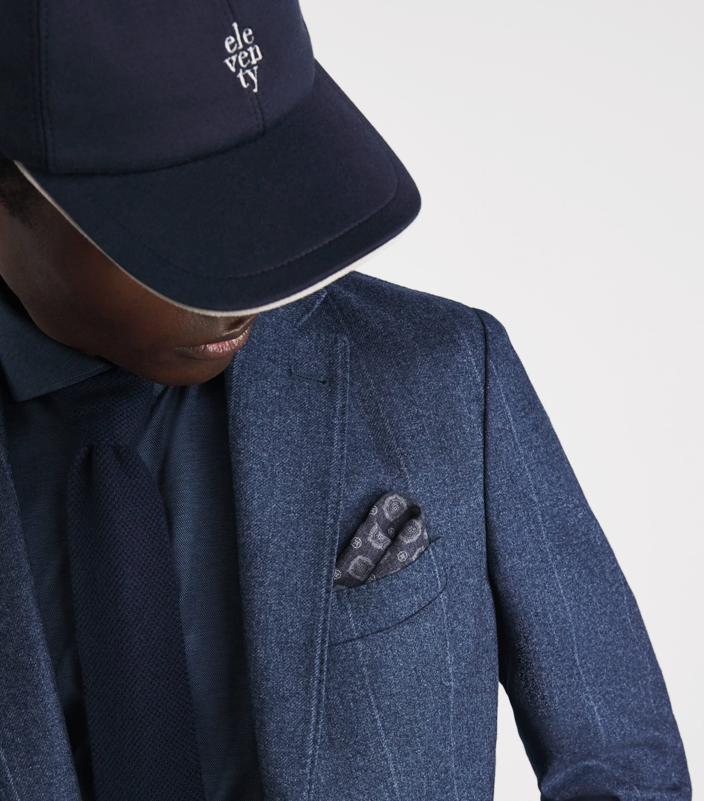 Eleventy Cotton-Wool Pocket Square Blu, Zucchero Image 2