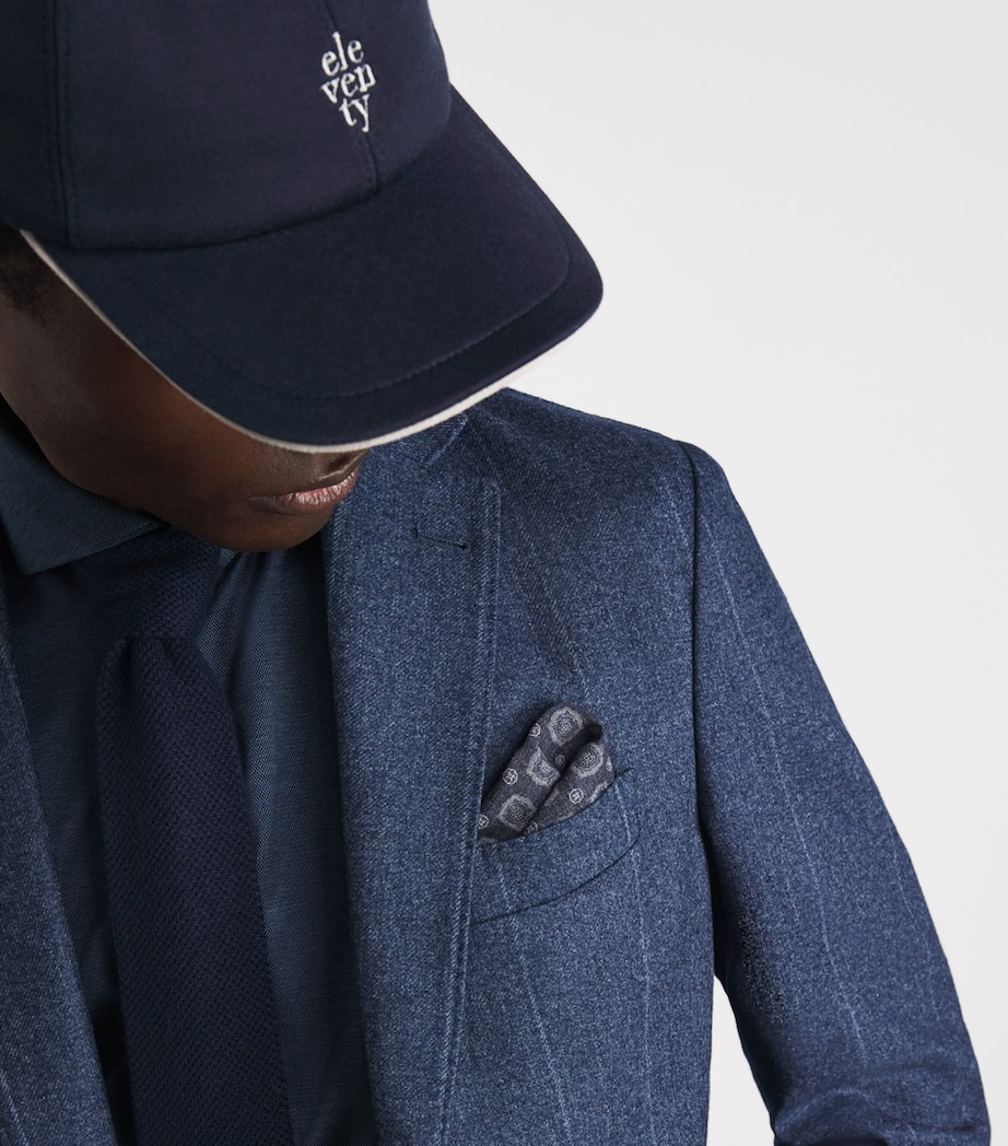 Eleventy Cotton-Wool Pocket Square Blu, Zucchero Image 2