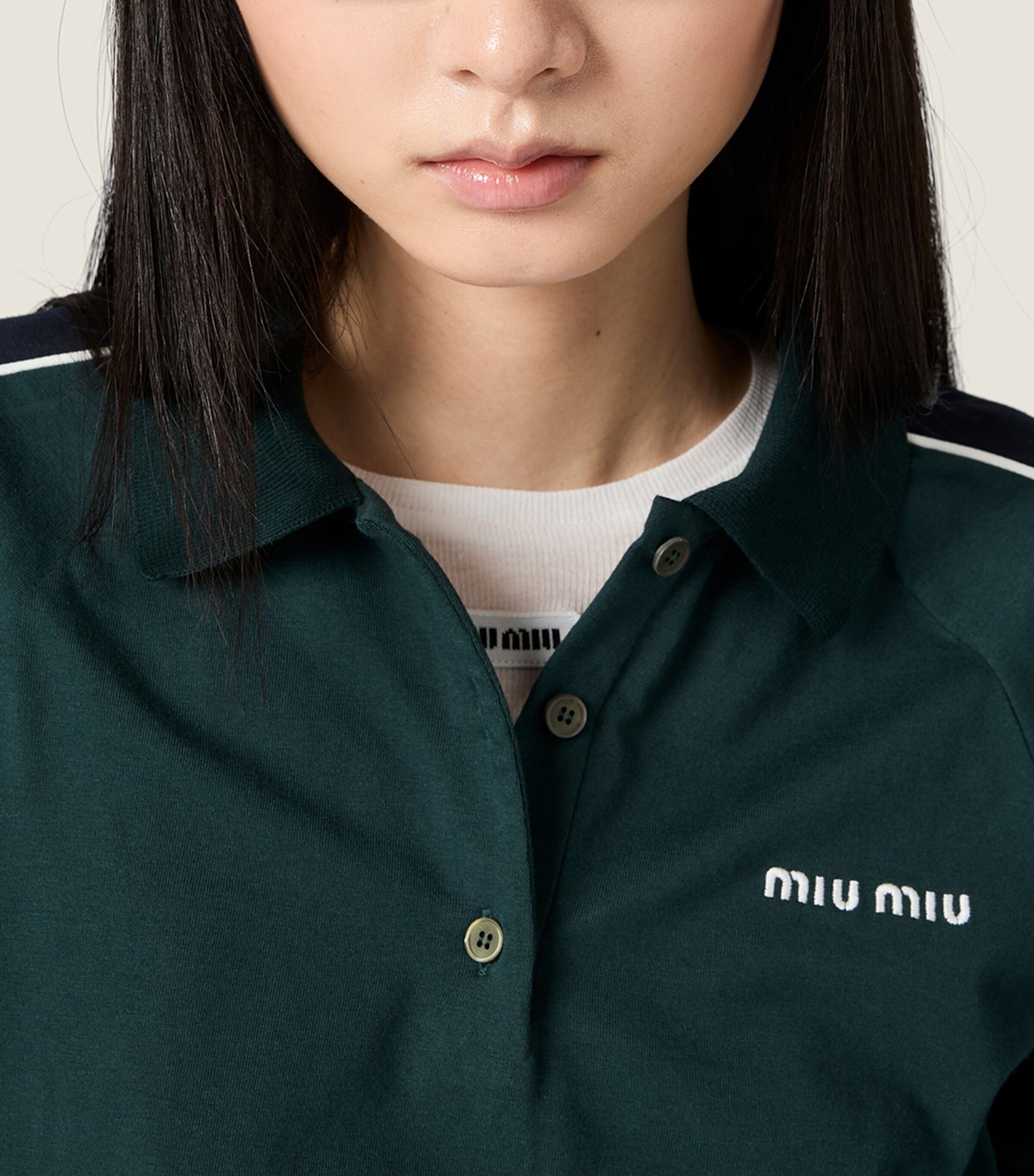 Miu Miu Womens Cotton Jersey Polo Shirt Image 5