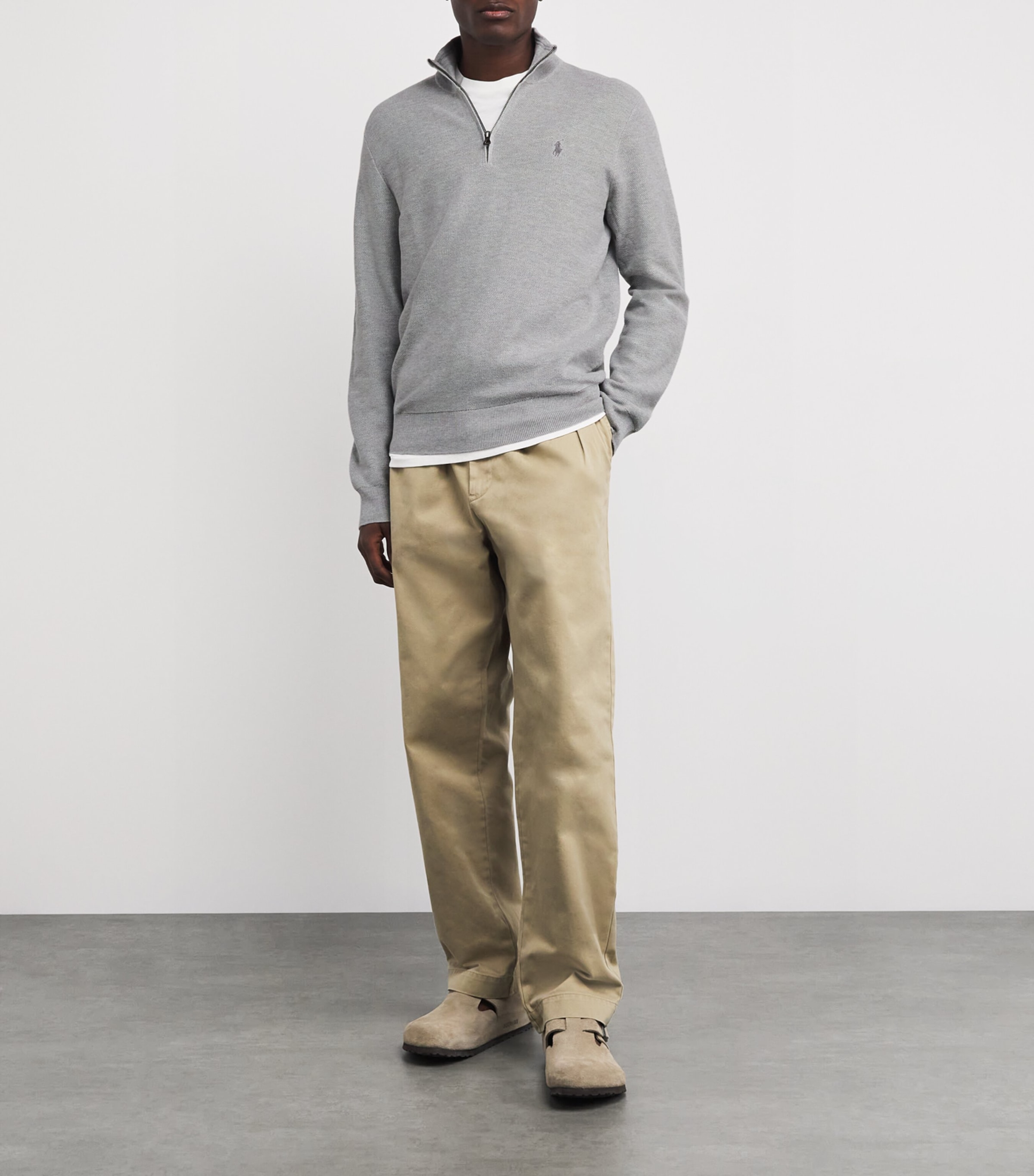 Cotton Half-Zip Sweater GREY Image 2