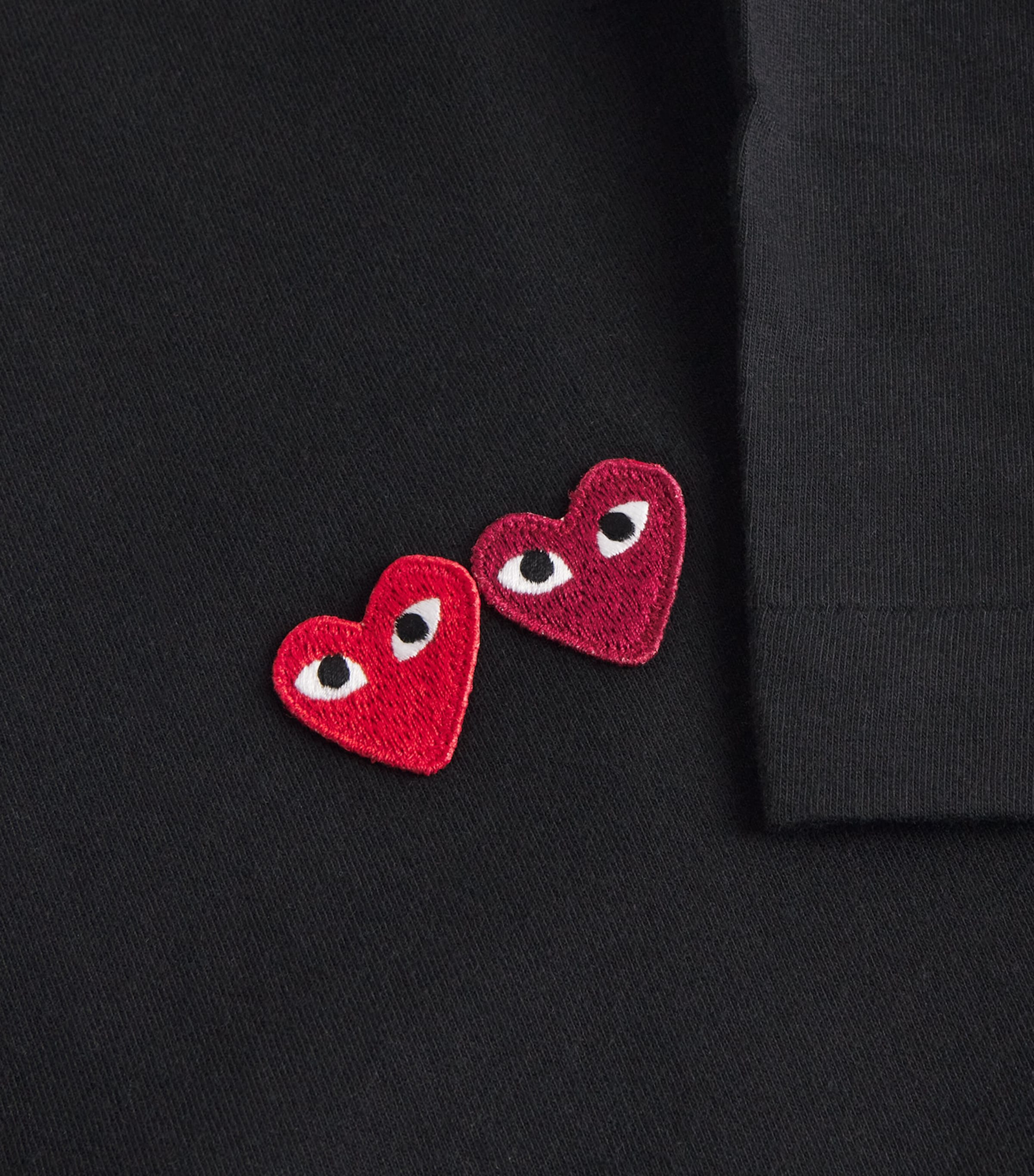 Embroidered Double-Heart T-Shirt 1 - BLACK Image 5