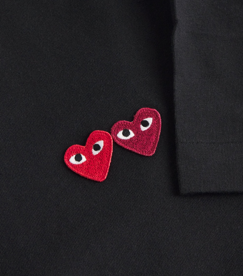 Embroidered Double-Heart T-Shirt 1 - BLACK Image 5