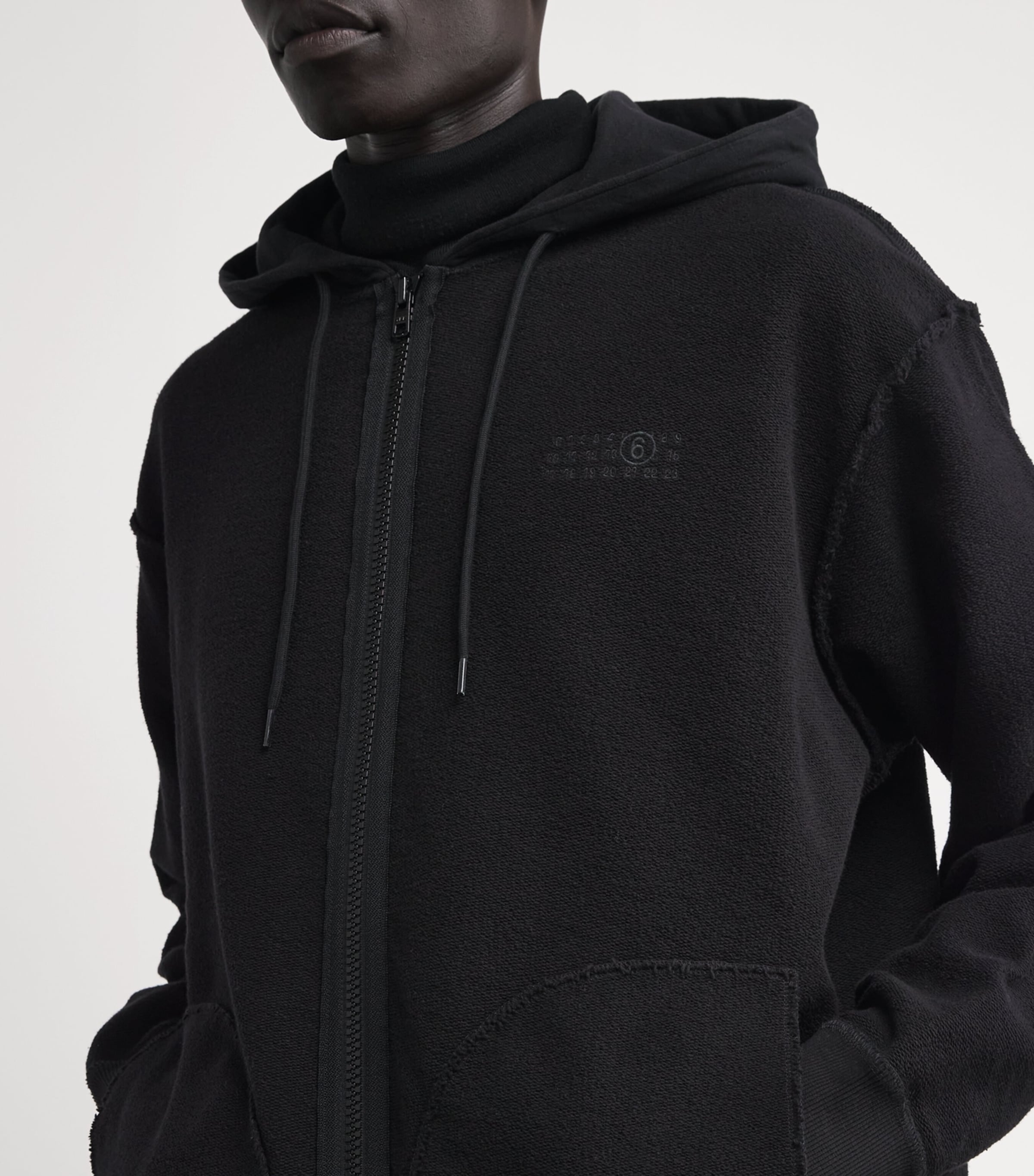 MM6 Maison Margiela Black Cotton Inverted Zip-Up Hoodie | Harrods US