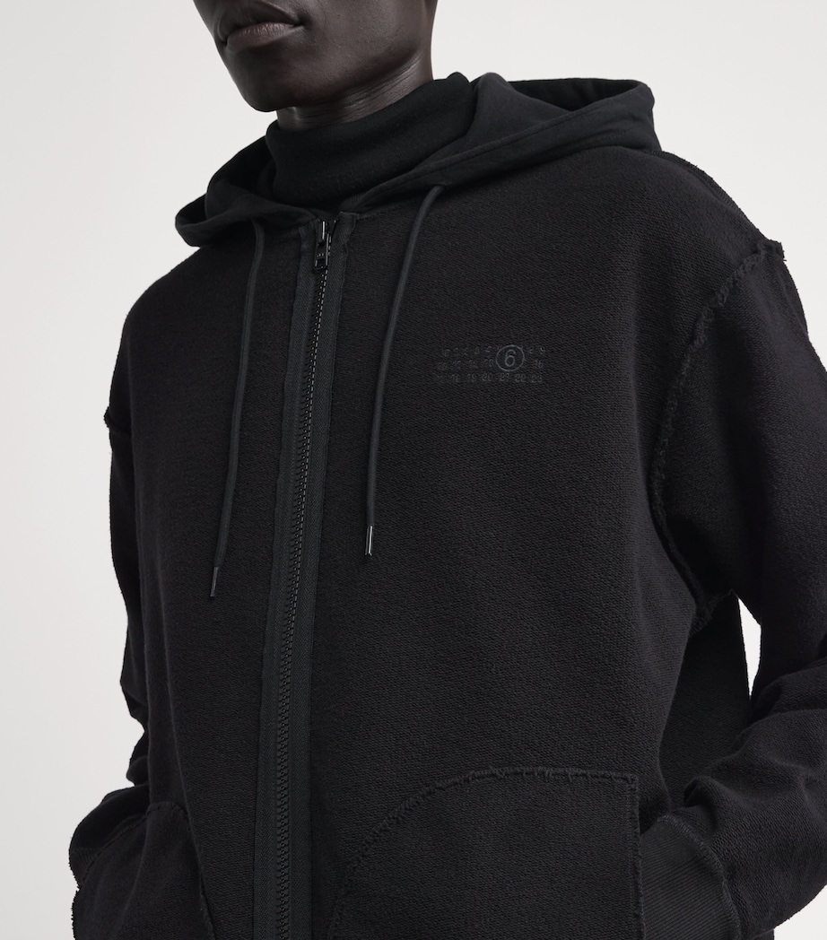 Cotton Inverted Zip-Up Hoodie 900 - BLACK Image 6