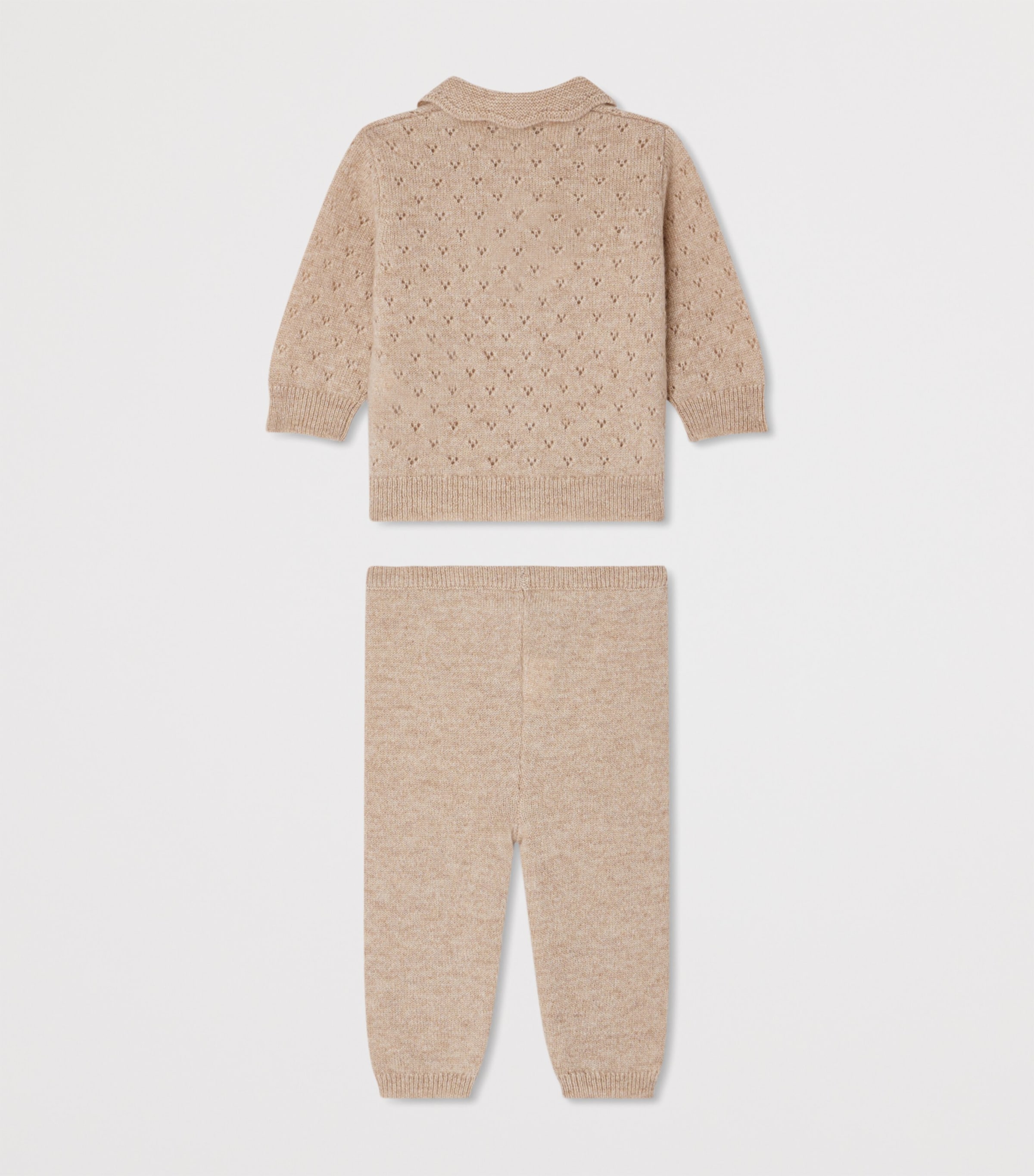 Cashmere Pointelle Shirt and Trousers Set (1-18 Months) BEIGE Image 2