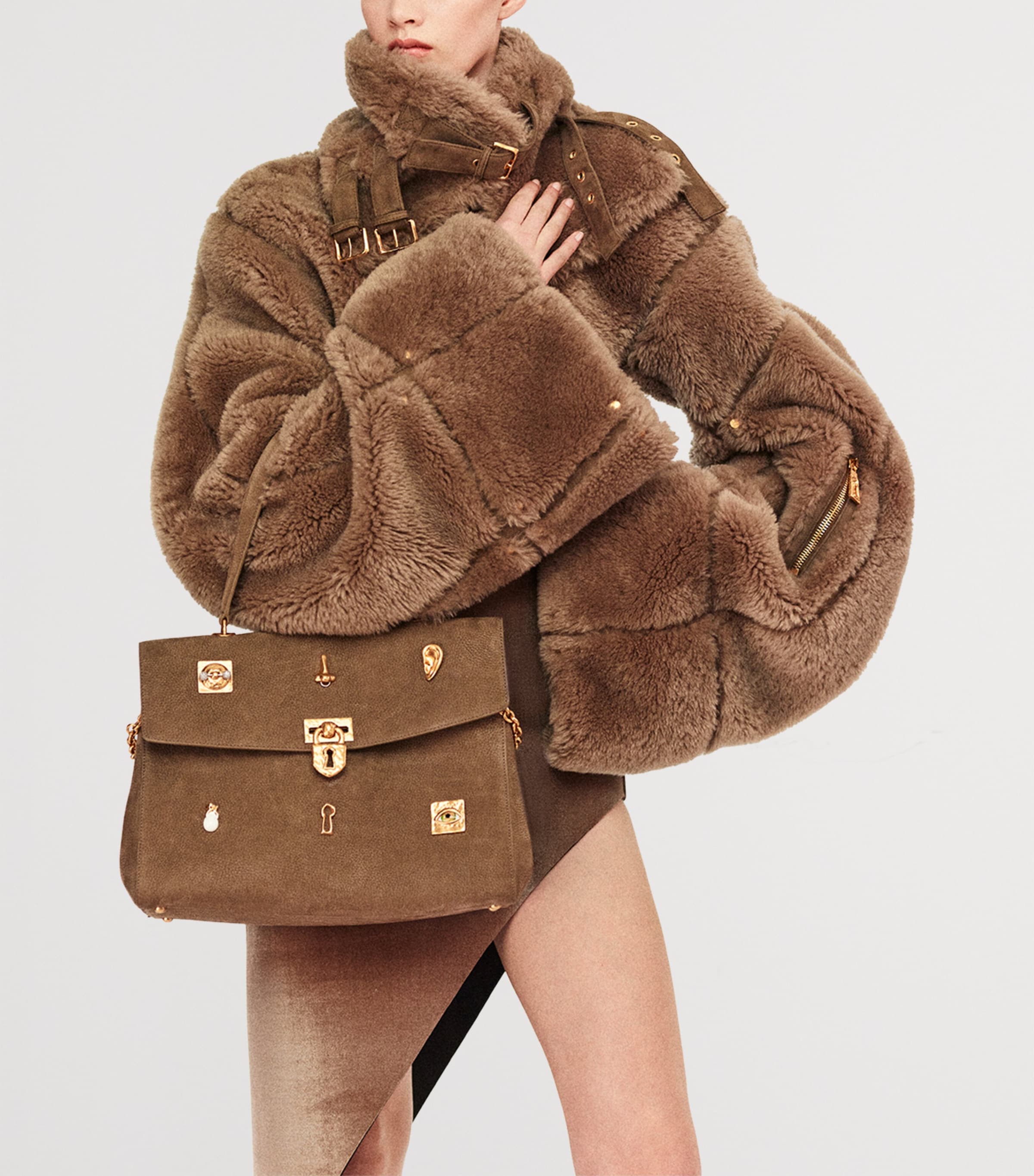 Suede Bijoux Soft Secret Shoulder Bag 891 ELEPHANT Image 2