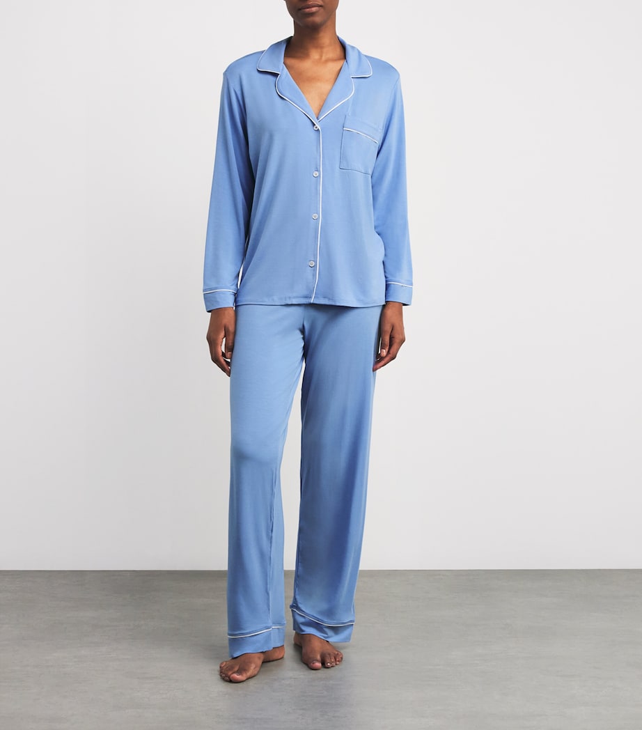 Stretch-Modal Gisele Pyjama Set CO/WH CORNFLOWR BLUE Image 2