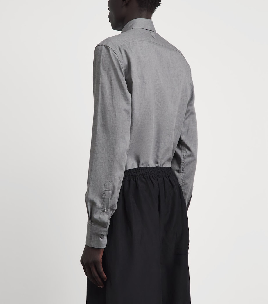 Canali Mens Cotton Herringbone Shirt Grey Image 5