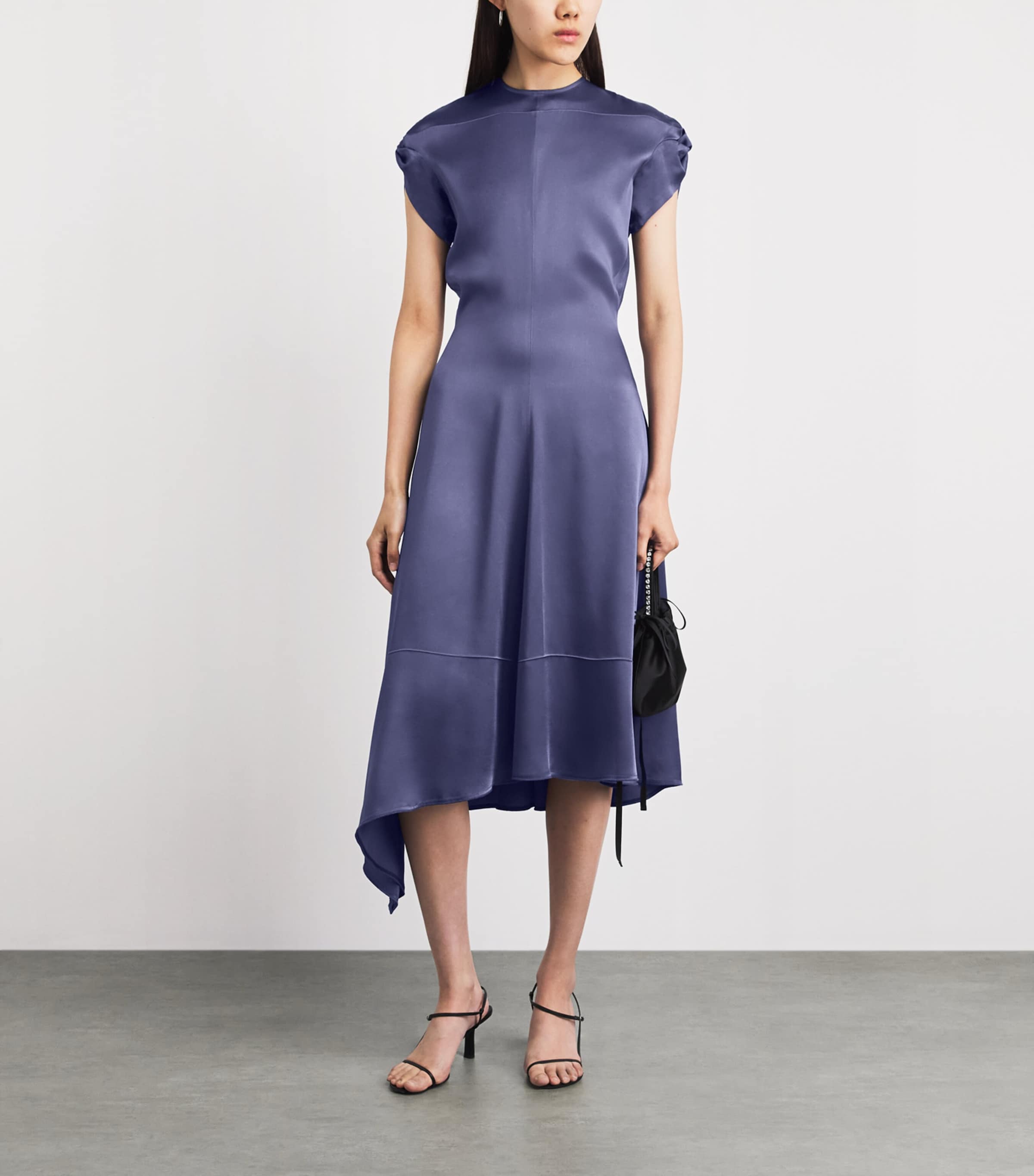 Victoria Beckham Womens Twist Shoulder Midi Dress Eclipse Image 2