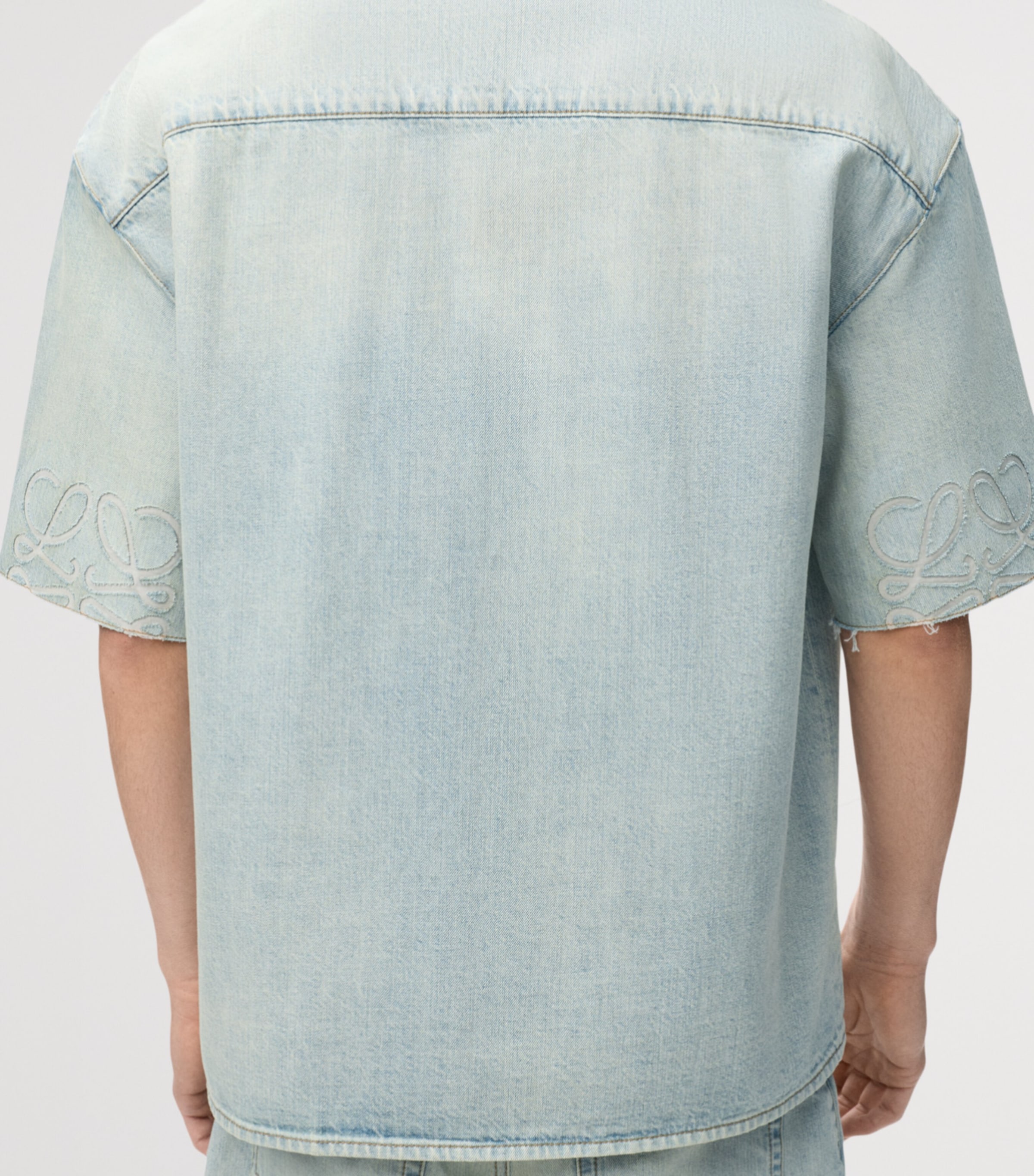 LOEWE Mens ANAGRAM SHORT SLEEVE SHIRT. Washed Blue Image 5
