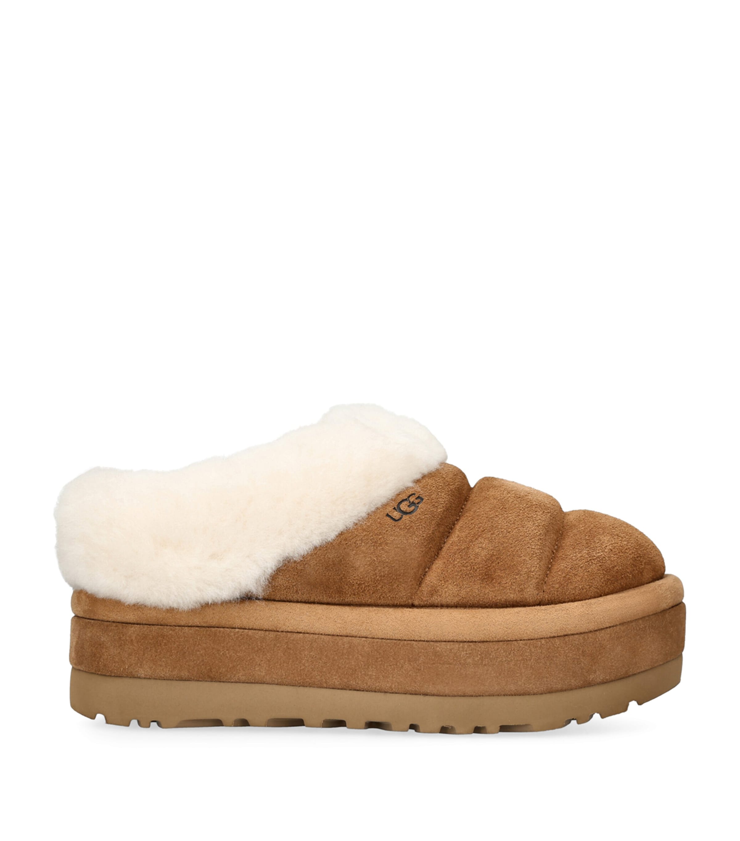 Shop Ugg Tazzlita Platform Slippers In Beige