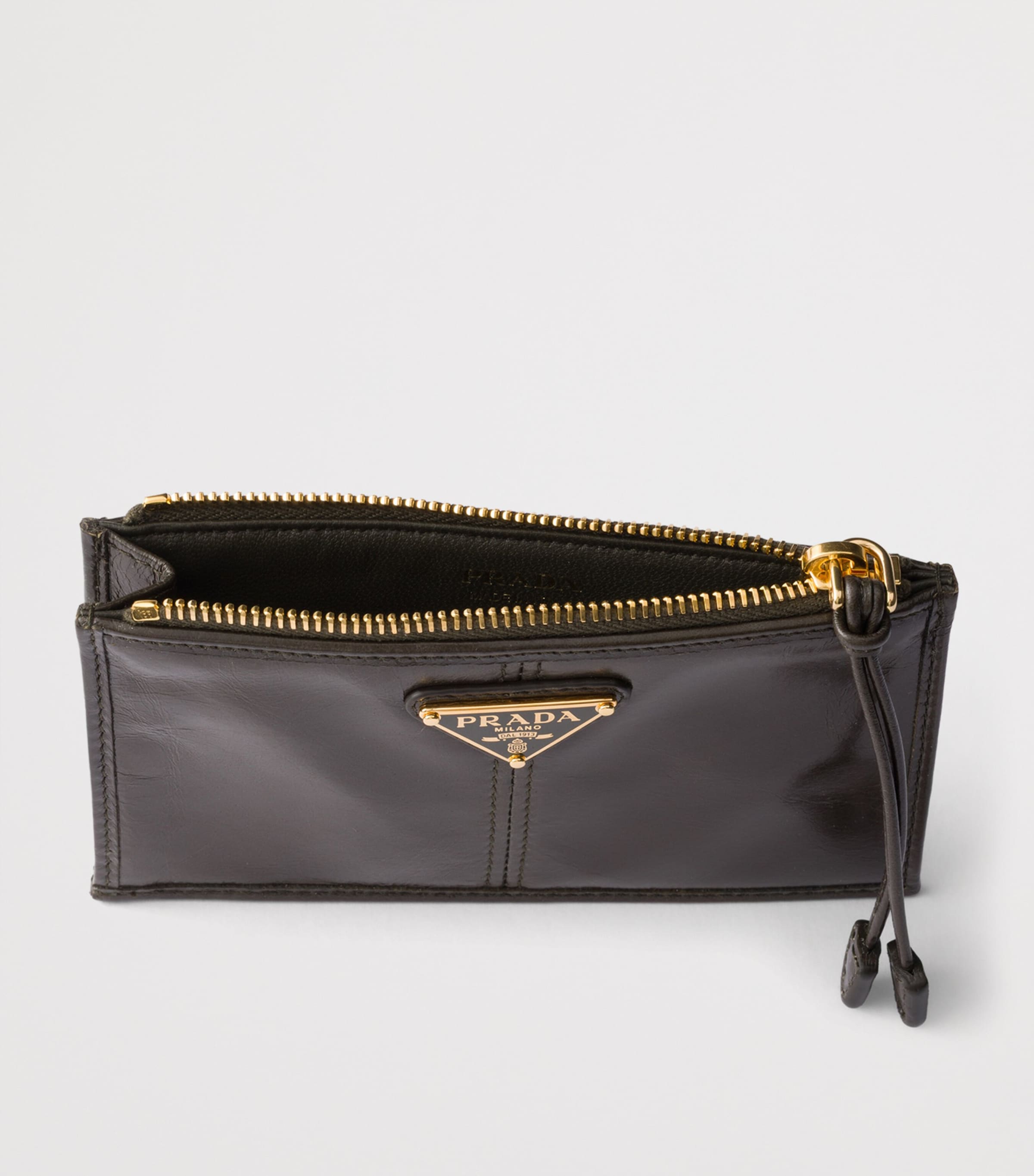 Prada Saffiano Leather Zip Card Holder Green Image 2