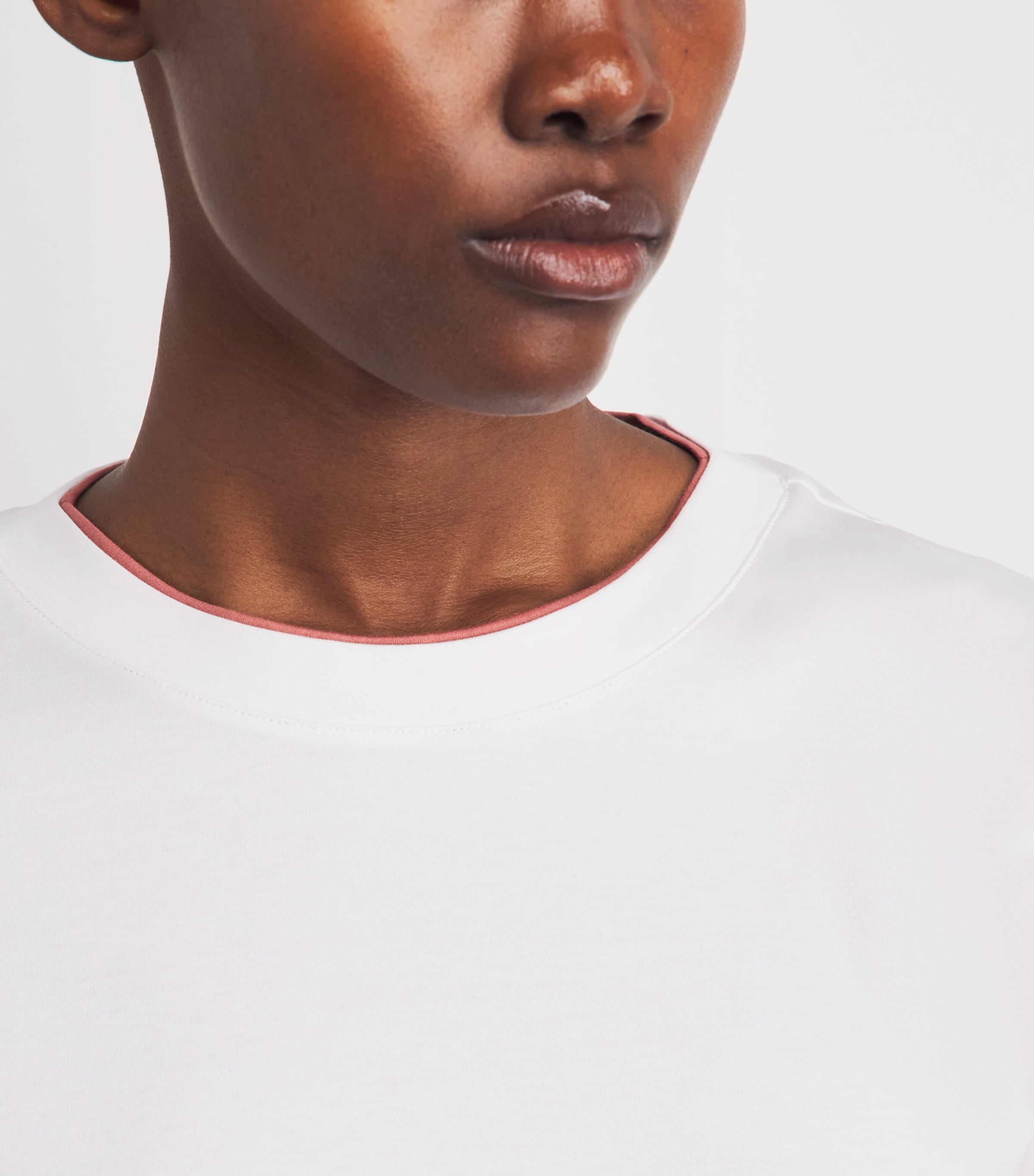 Eleventy Womens Cotton Layered T-Shirt Bianco, Melograno Image 3
