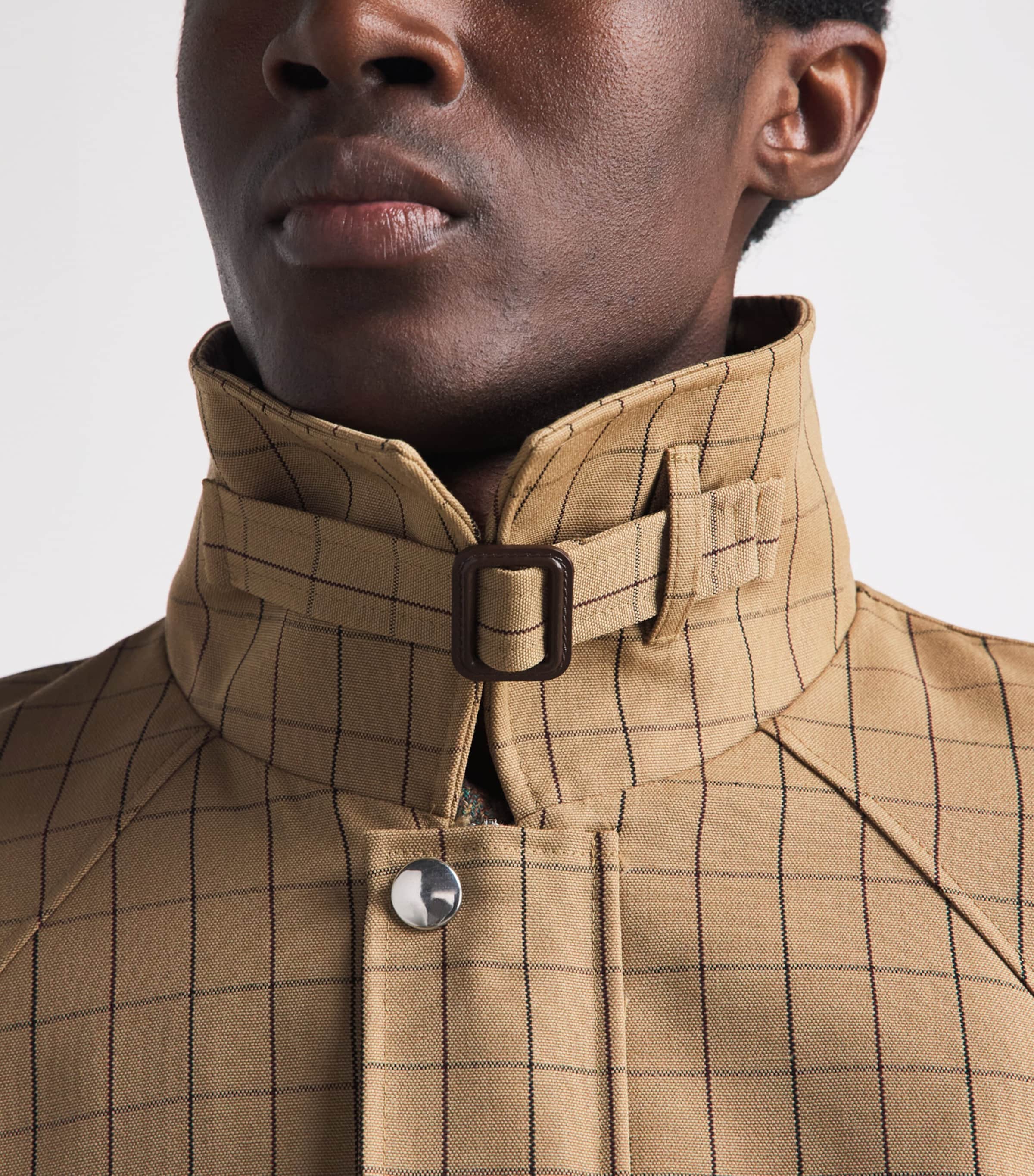 Séfr Mens Virgin Wool Check Bomber Jacket Beige Image 3