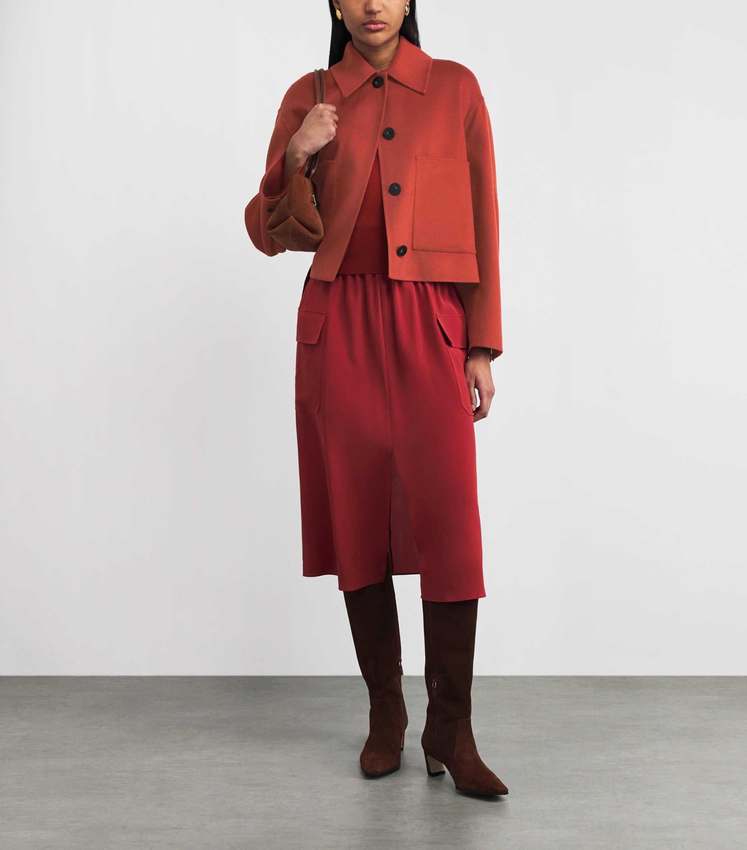 Wool-Silk Cropped Kalaa Jacket TERRACOTTA Image 2