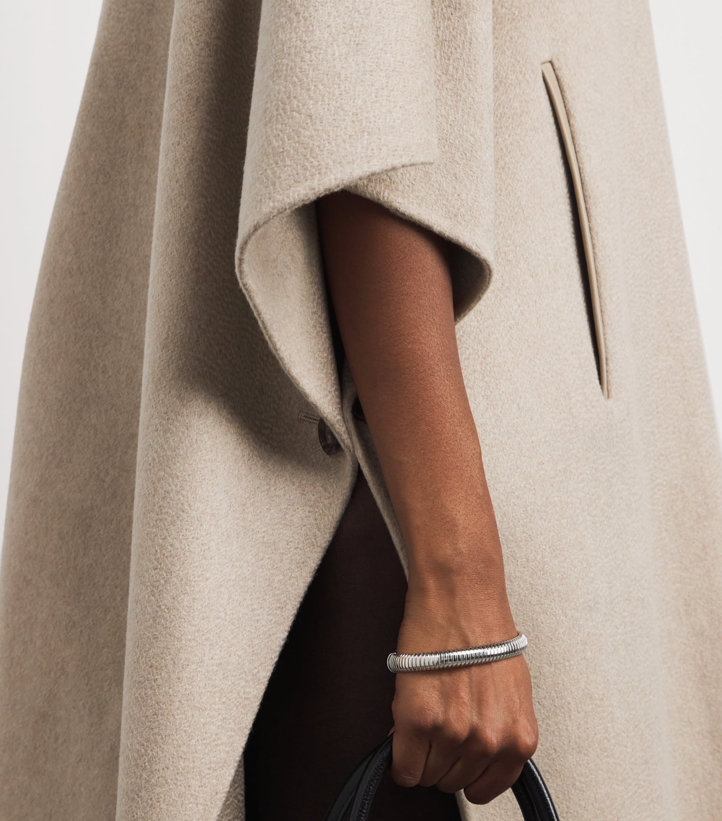 Cashmere Poncho Cape Coat SAND Image 6