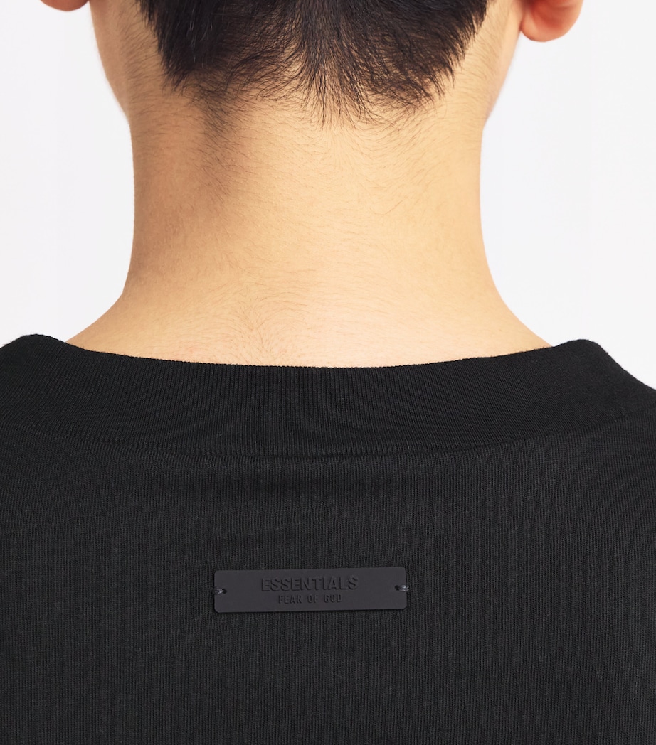 FEAR OF GOD ESSENTIALS Mens University Crest Logo Long-Sleeve T-Shirt Black Image 6
