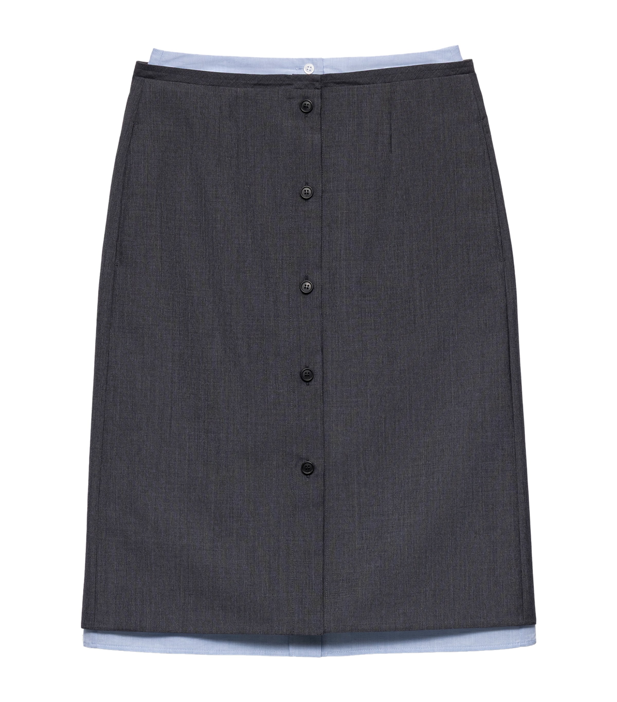 Prada Wool-Mohair Layered Midi Skirt Grey