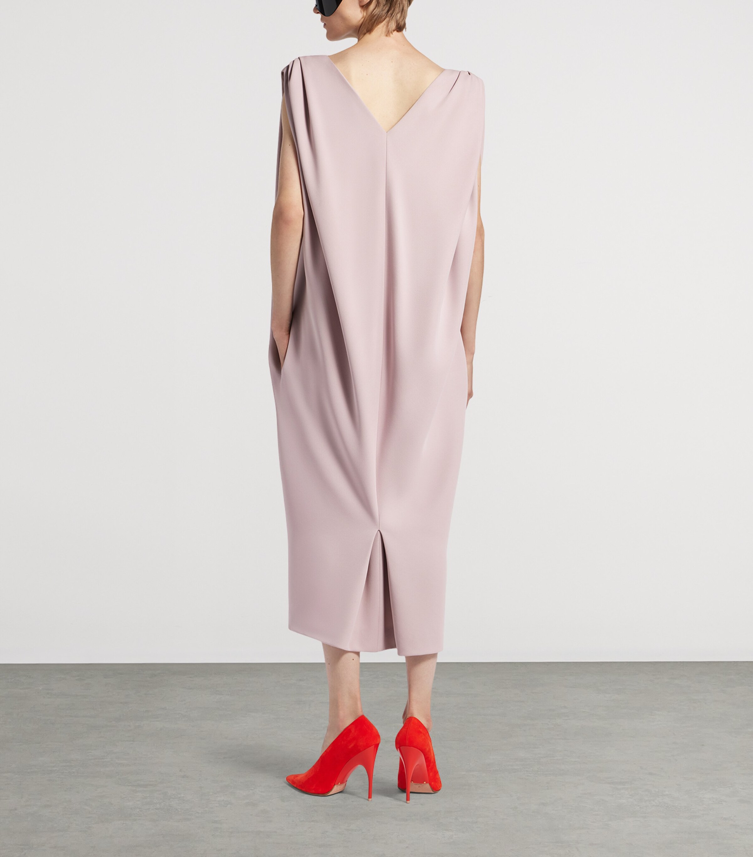 Balenciaga Womens Silk-Wool Sack Midi Dress Image 3