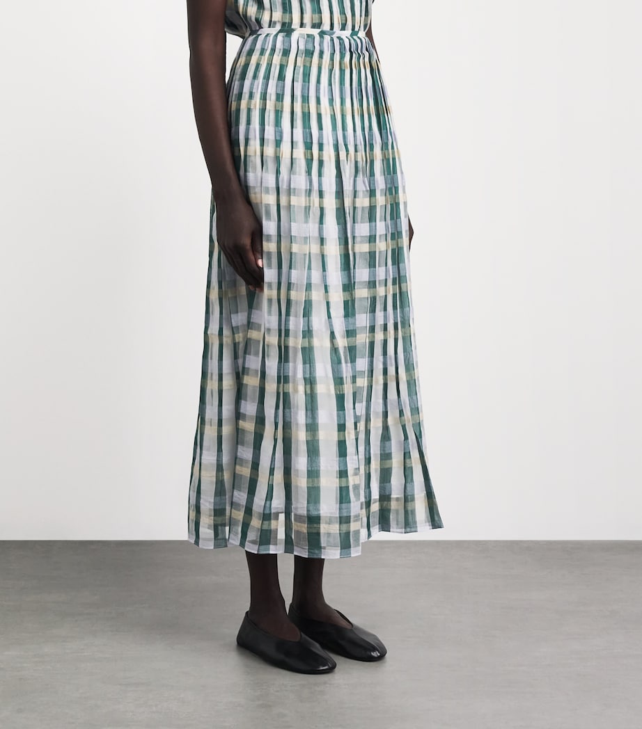 Lafayette 148 Womens Cotton-Silk Pintuck Maxi Skirt Grsmu Grass Multi Image 4