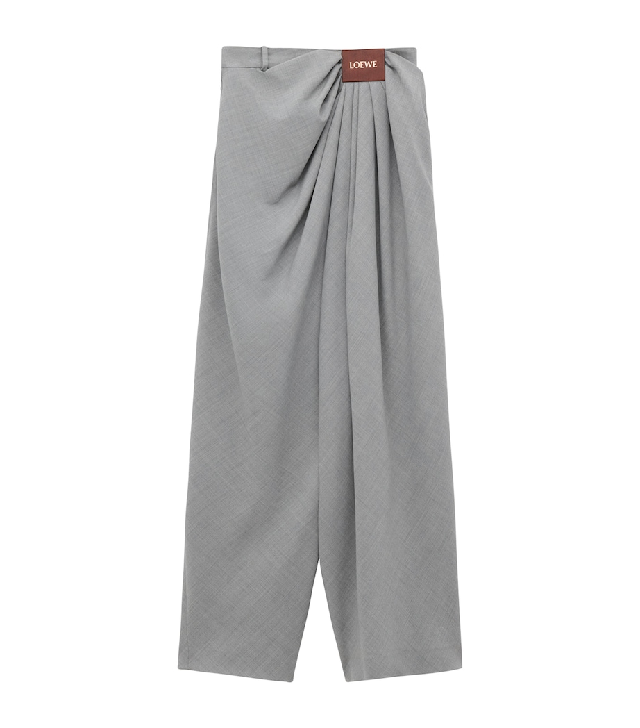 LOEWE Womens Wool Draped Trousers Light Grey Image 1