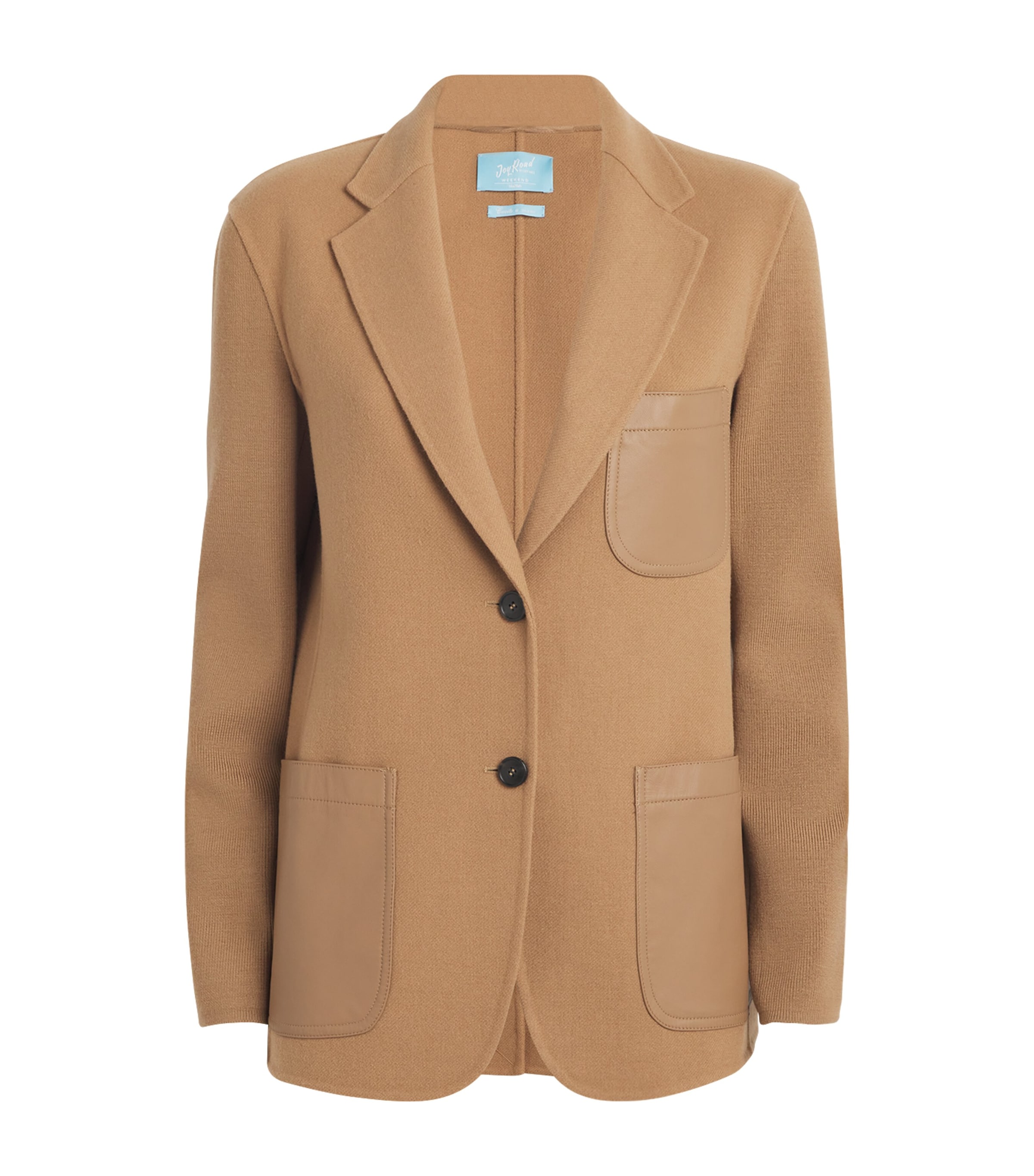 Shop Weekend Max Mara Wool Knitted Patch-pocket Blazer In Beige