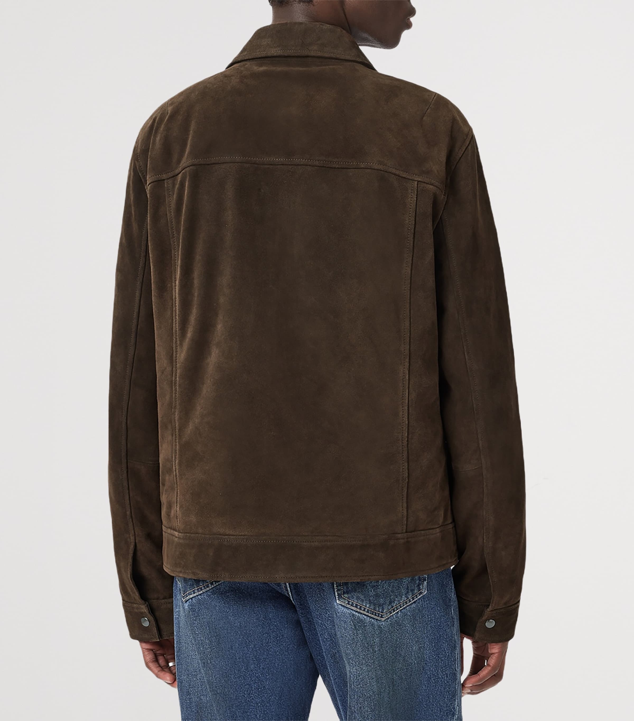 AllSaints Mens Rhone Leather Jacket Cocoa Brown Image 7