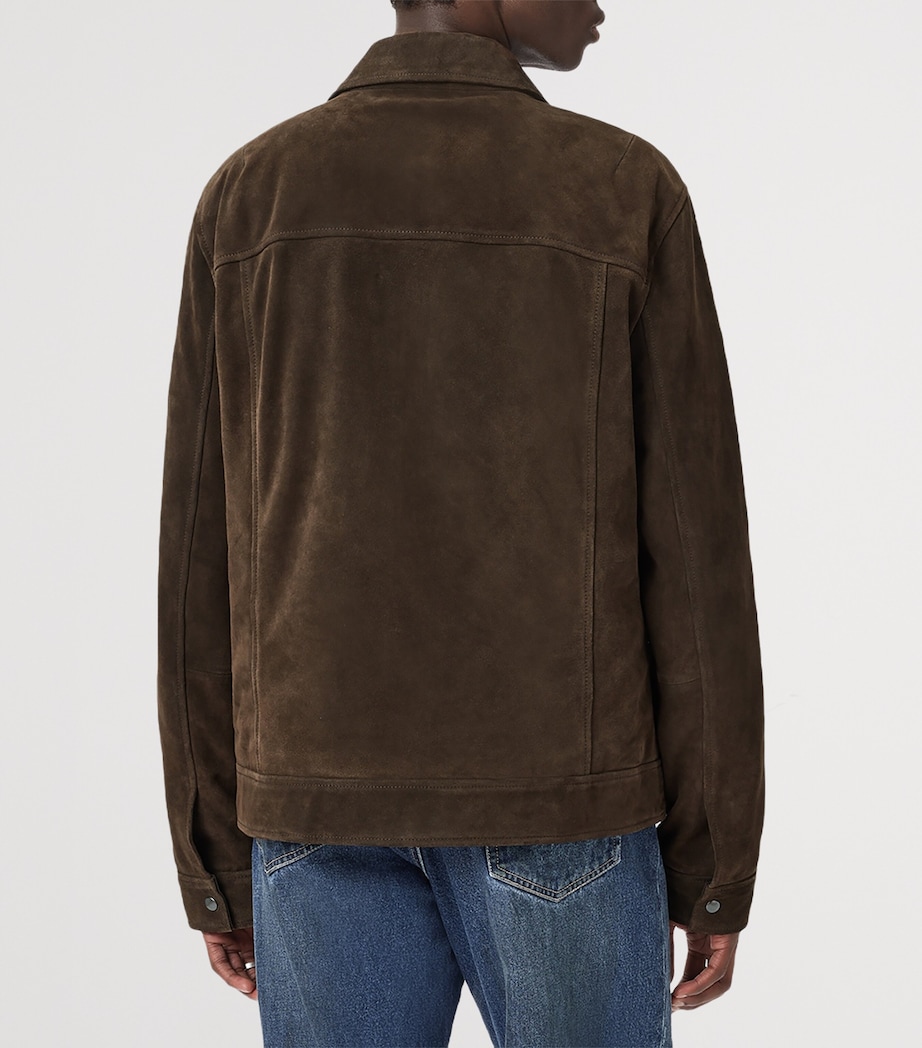 AllSaints Mens Rhone Leather Jacket Cocoa Brown Image 7