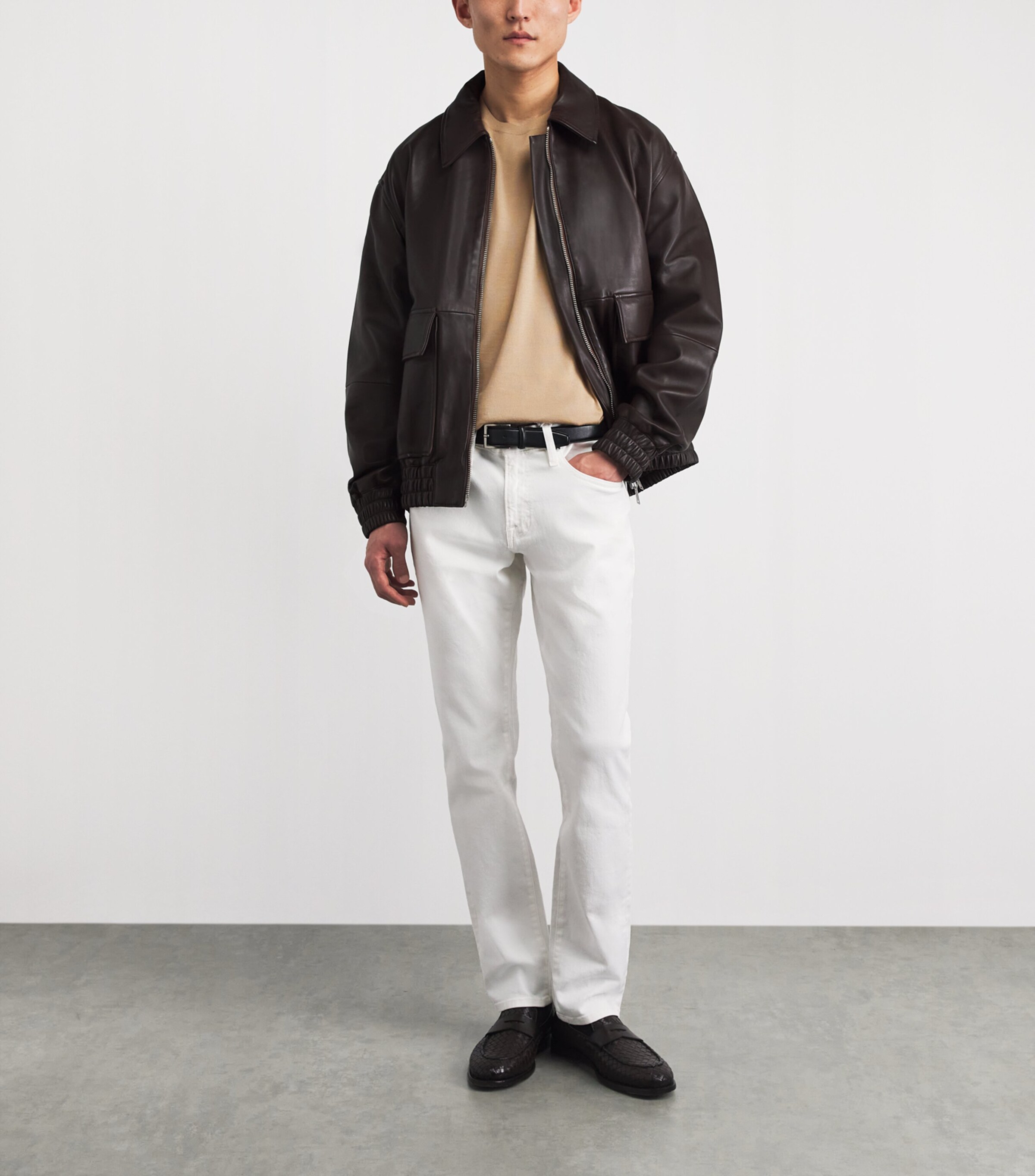 Falke Mens Stretch-Virgin Wool Sweater Seasame Image 2