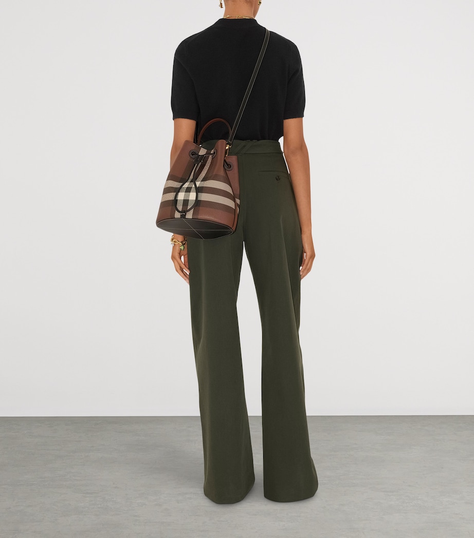 Small Check Bucket Bag DARK BIRCH BROWN Image 3