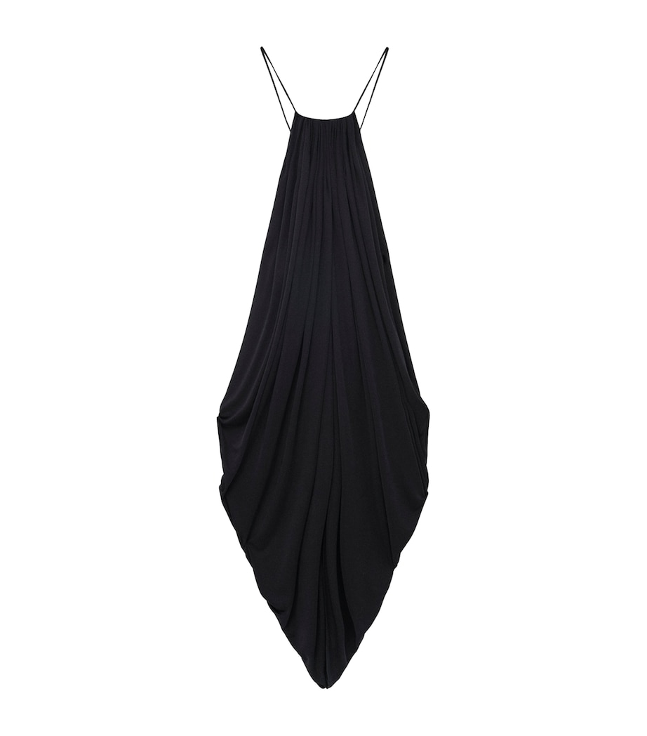 LOEWE Womens Silk Draped Midi Dress Black Image 1