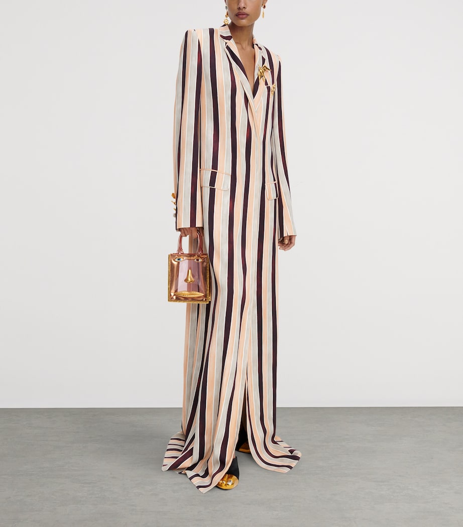 Schiaparelli Womens Fitted Coat Maxi Dress Sand/multi Image 2