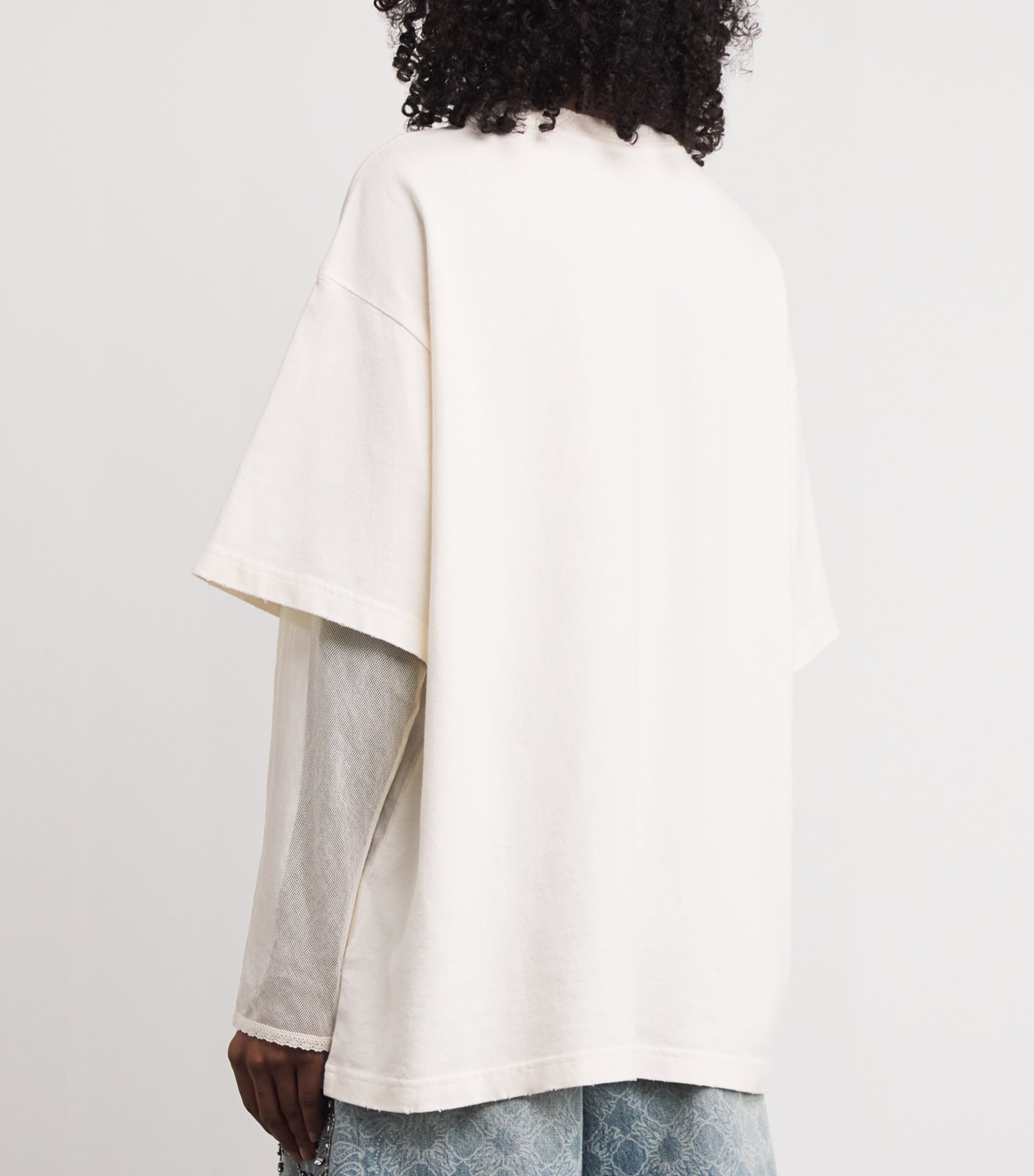 Cotton Printed Layered T-Shirt OFF WHITE Image 4