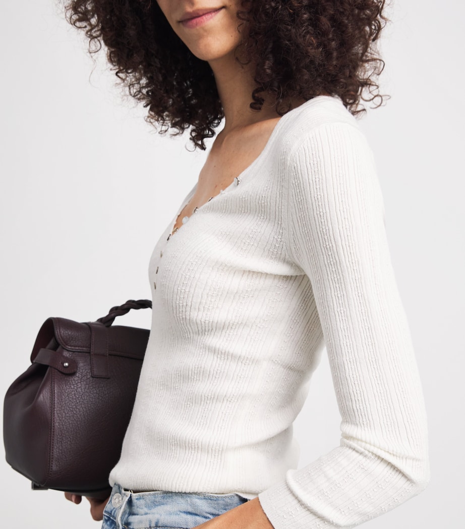 PAIGE Womens Pointelle Ginnette Top Ivory Image 3