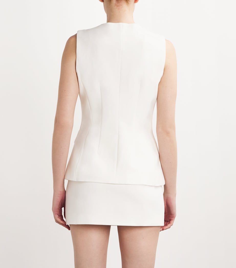 Wool Twill Waistcoat Top WHITE Image 4