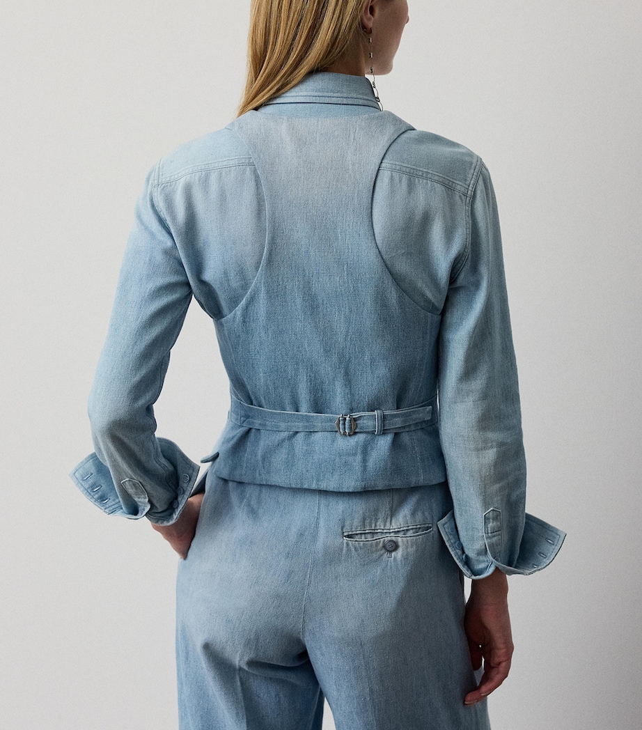 Ralph Lauren Collection Womens Cotton Denim Clarissa Waistcoat Cirrus Indigo Image 5