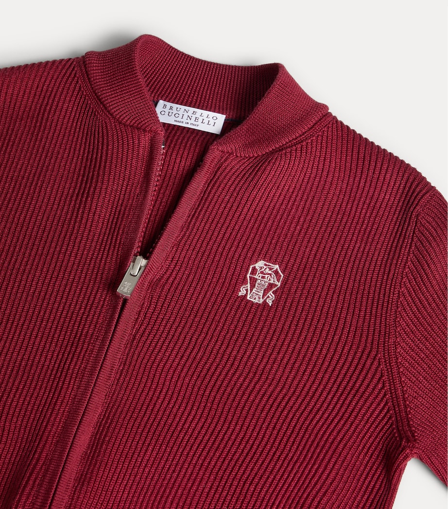 Brunello Cucinelli Kids Ribbed Zip Cardigan (4-6 Years) Image 3