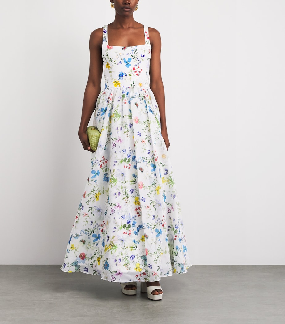 Alice+Olivia Womens Floral Maxi Dress Twstng Vines Off Wht Image 2