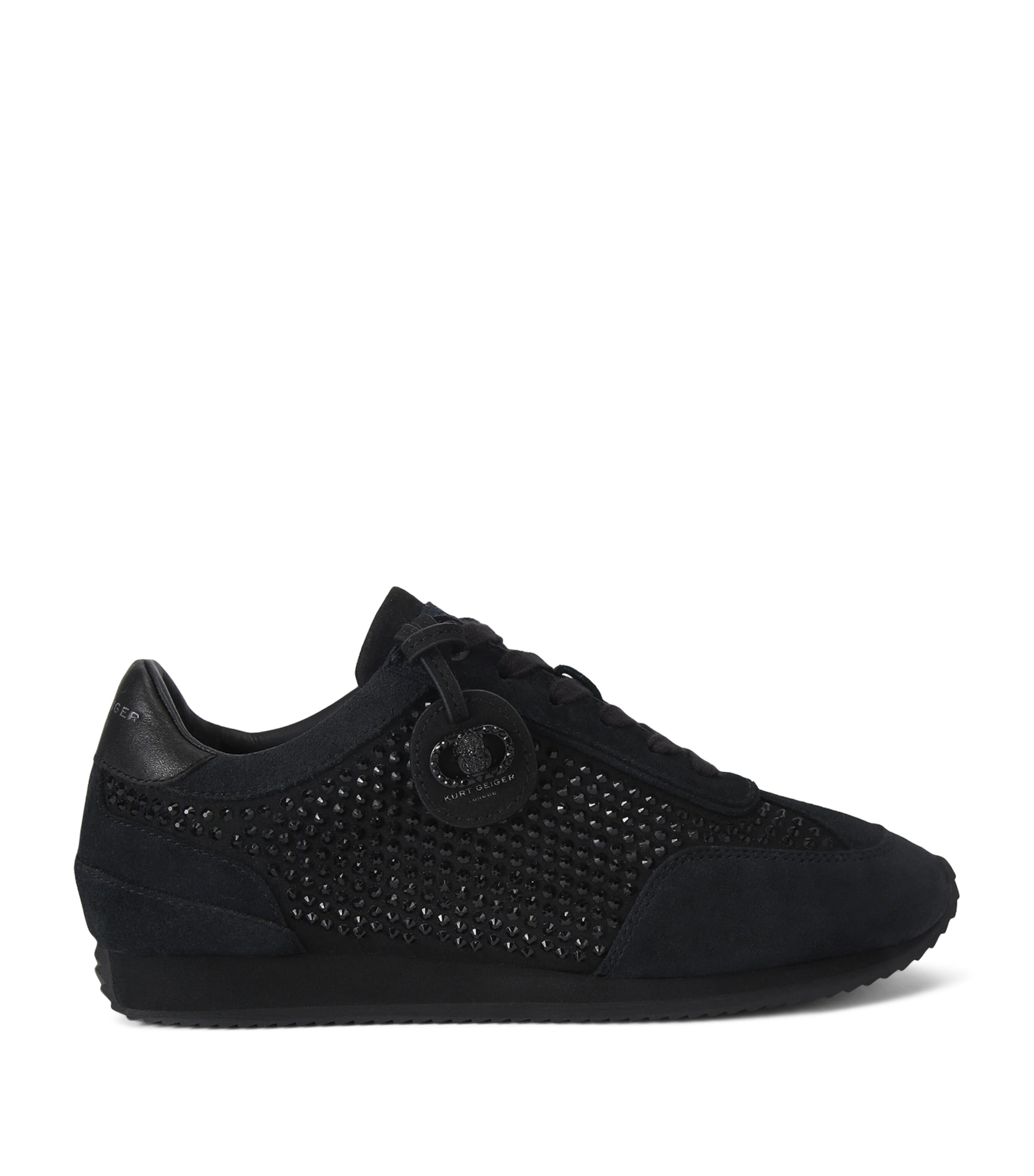 Kurt Geiger Suede Embellished Chelsea Sneakers In Black