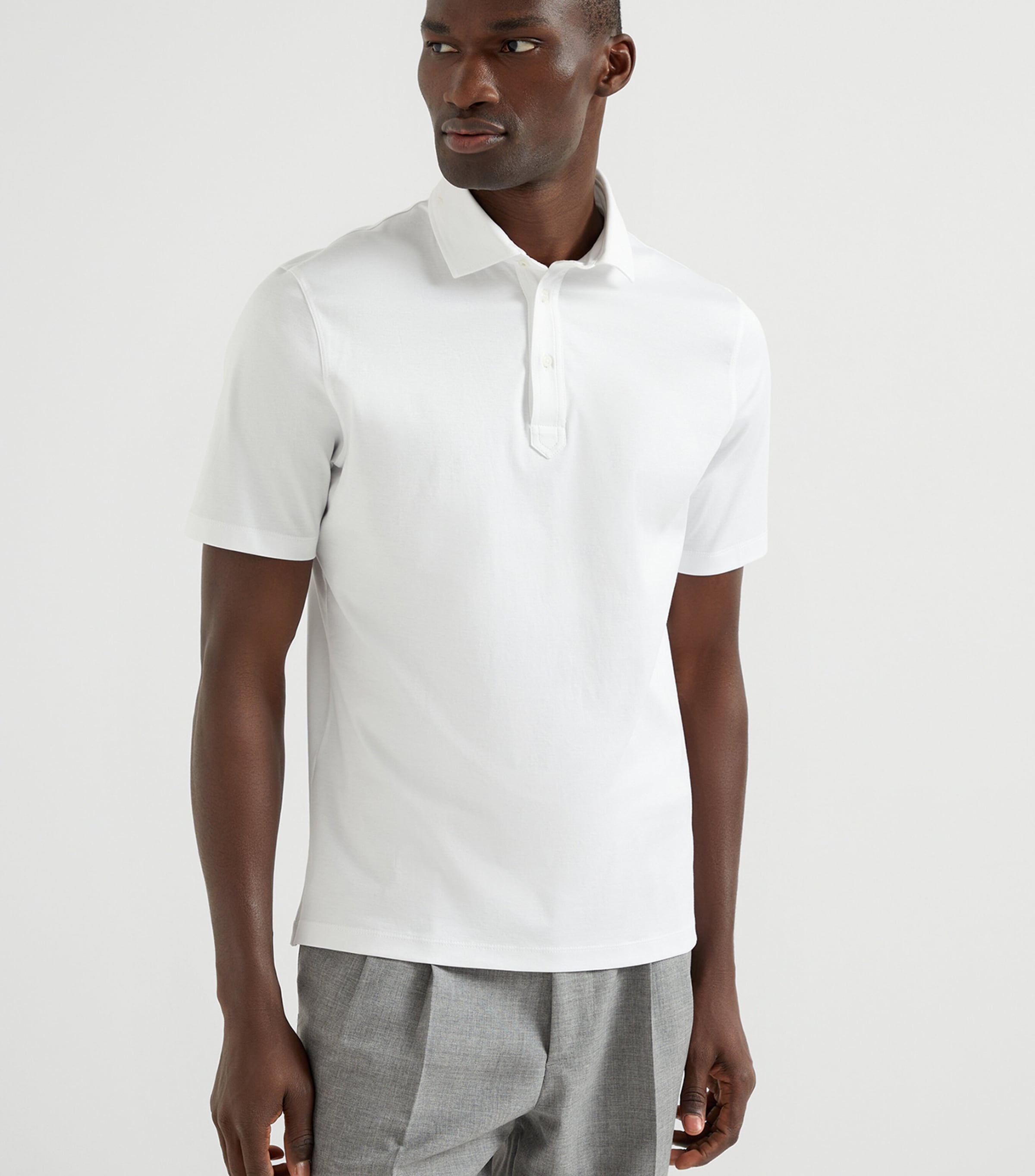 Tシャツ・カットソー BRUNELLO CUCINELLI Polo in misto cotone e lino Brunello Cucinelli logo-embroidered Polo Shirt | Grey