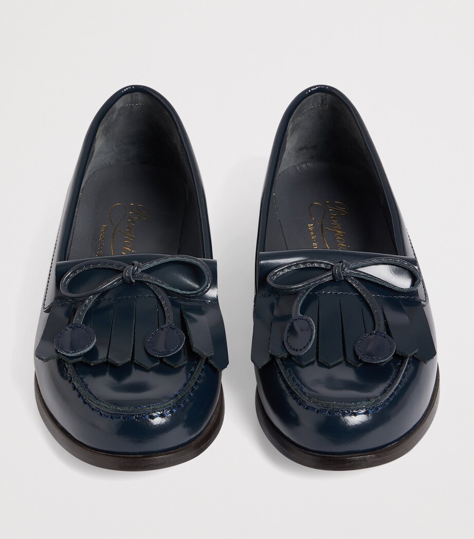 Leather Fringed Jazz Loafers MARINE Image 3