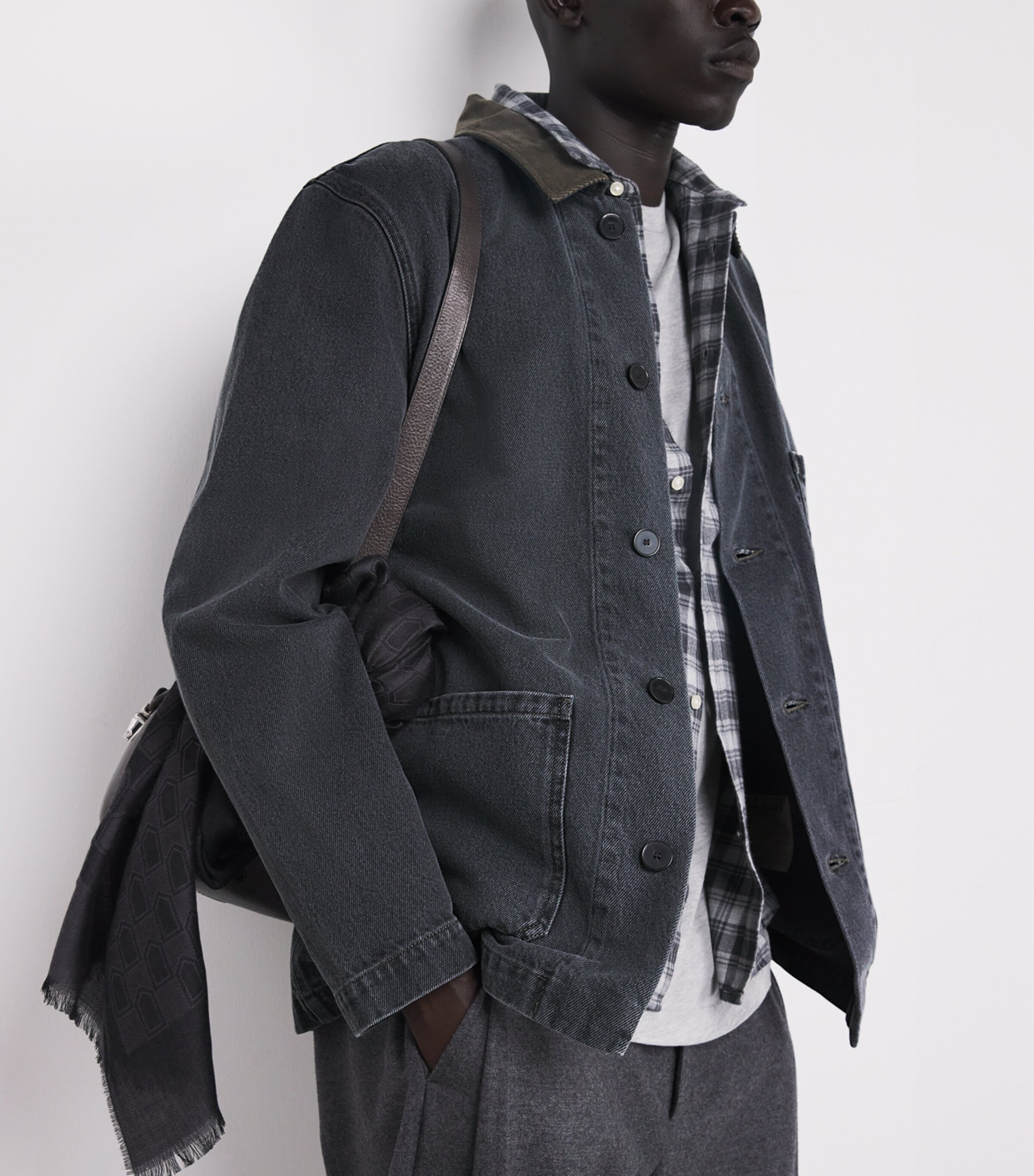 Cotton Corduroy-Collar Carlito Jacket MIDGREY/ICEDCOFFEE Image 6