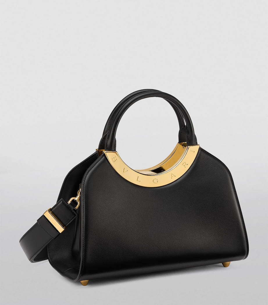 Bvlgari Medium Leather Roma Top-Handle Bag Black Image 4