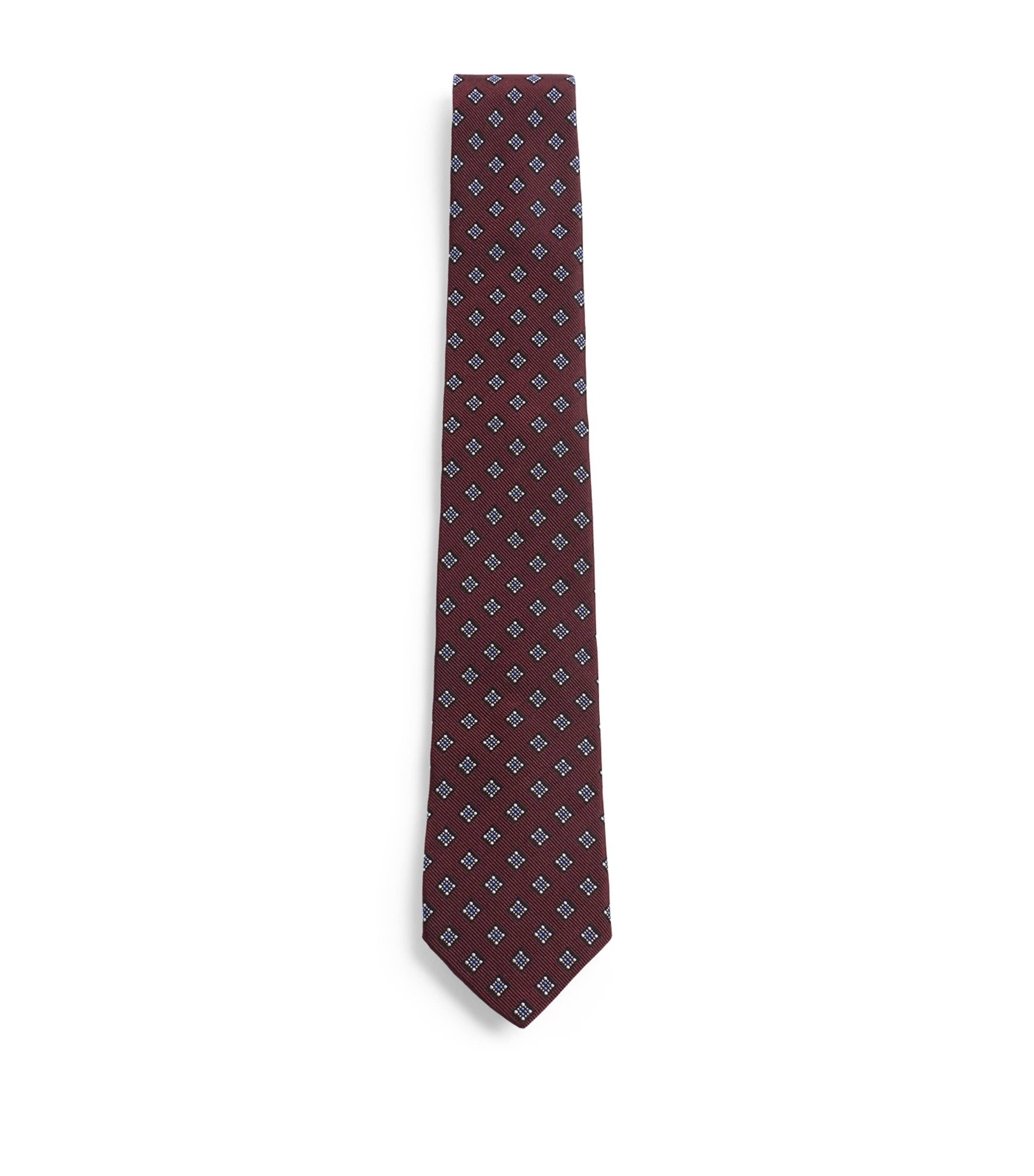 Valentino Garavani Silk Jacquard Tie In Brown